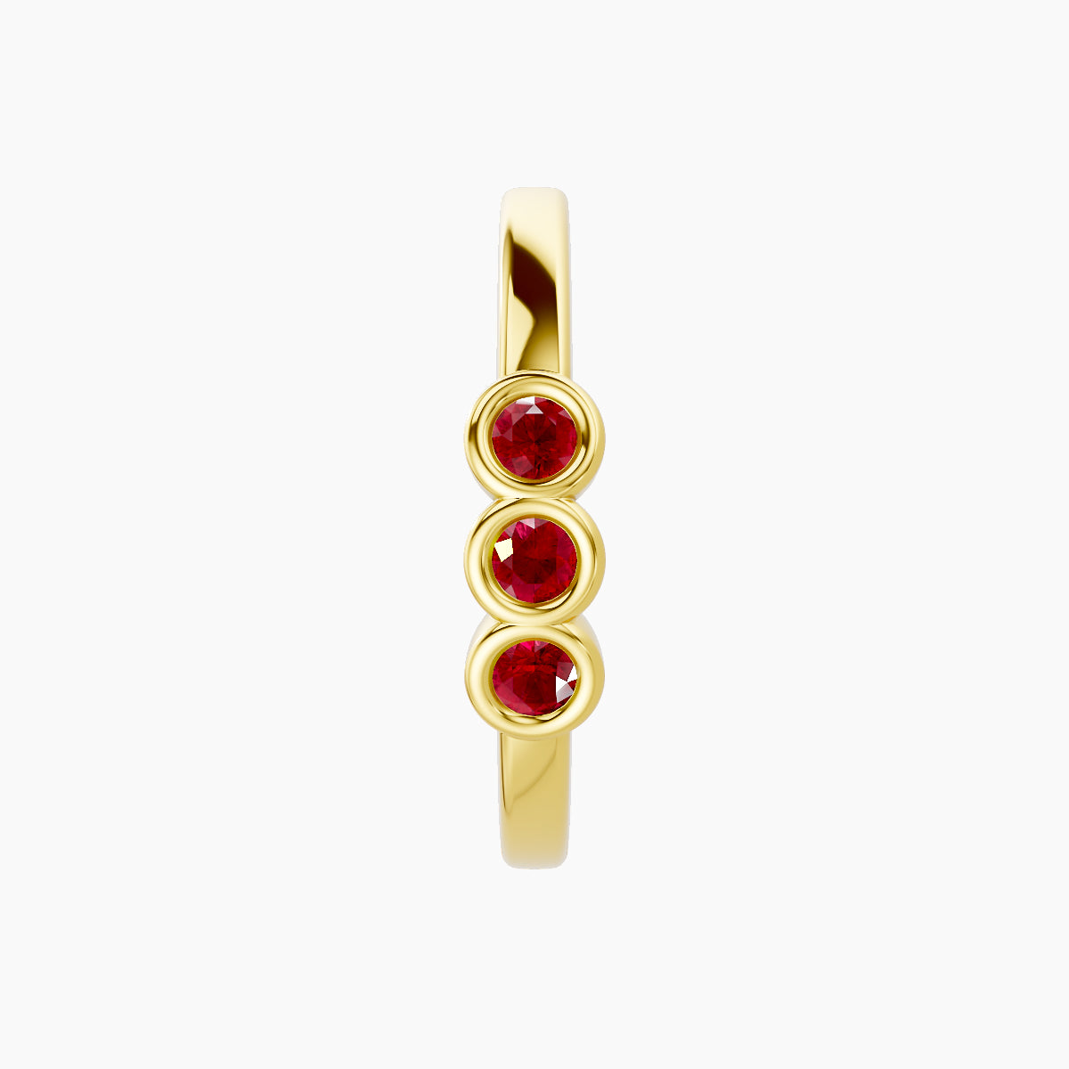 Leto | 18k Yellow Gold 11 mm Trilogy Ruby Hoop Piercing