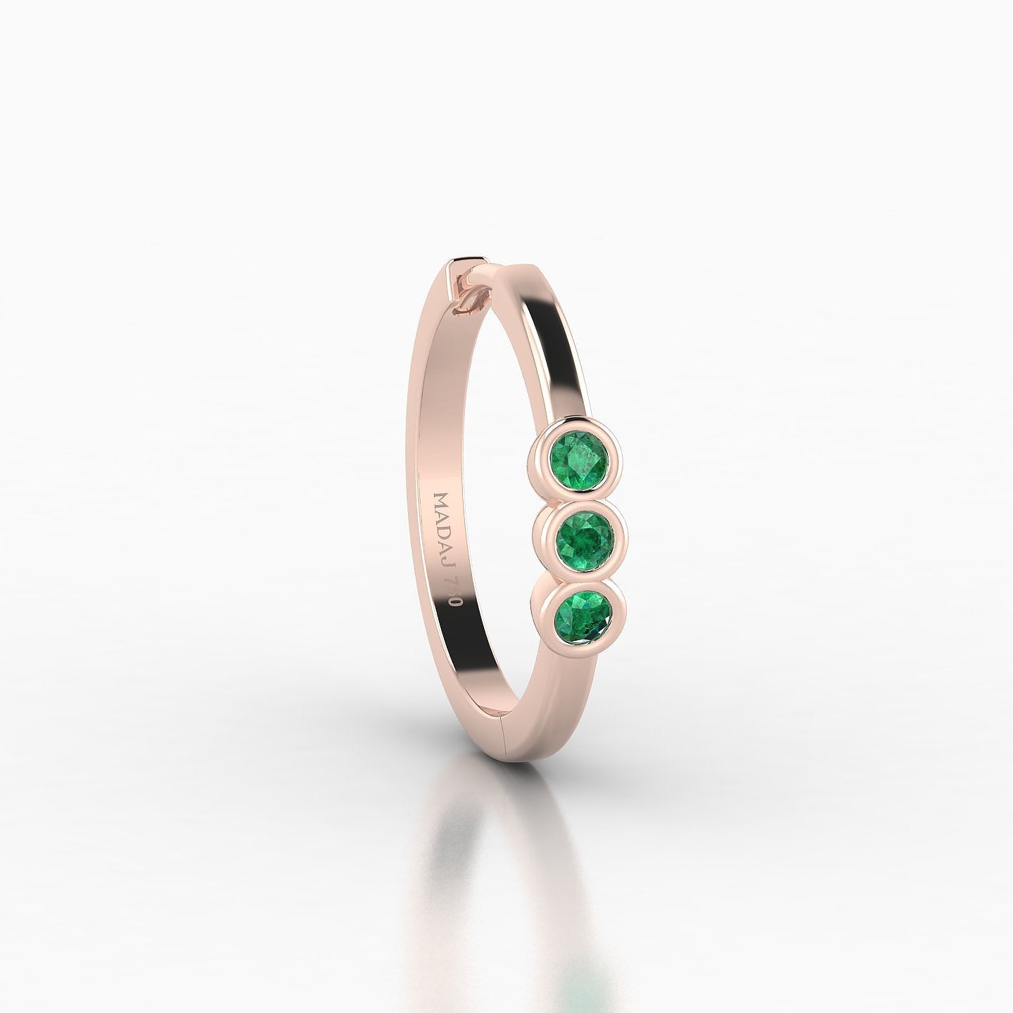 Leto | 18k Rose Gold 11 mm Trilogy Emerald Hoop Piercing