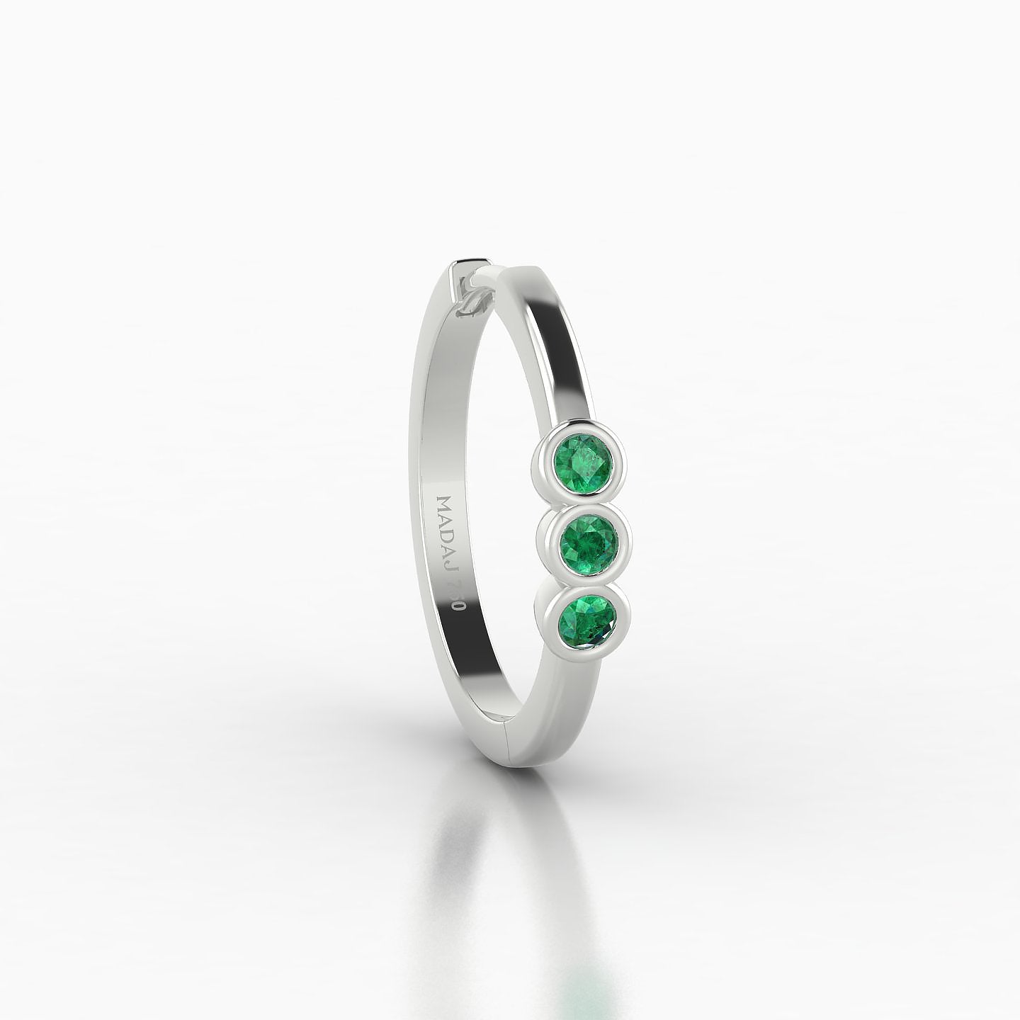 Leto | 18k White Gold 11 mm Trilogy Emerald Hoop Piercing