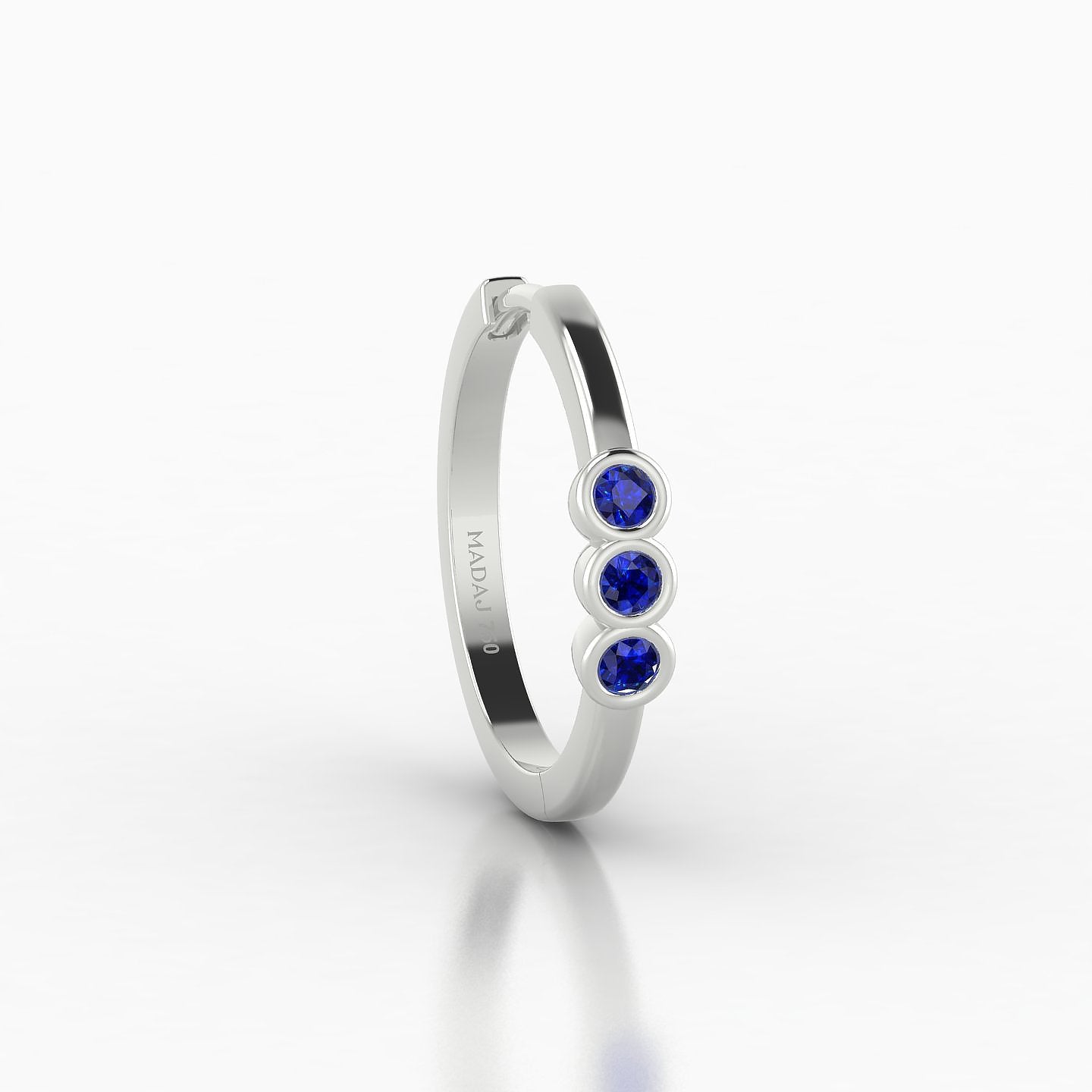 Leto | 18k White Gold 11 mm Trilogy Sapphire Hoop Piercing