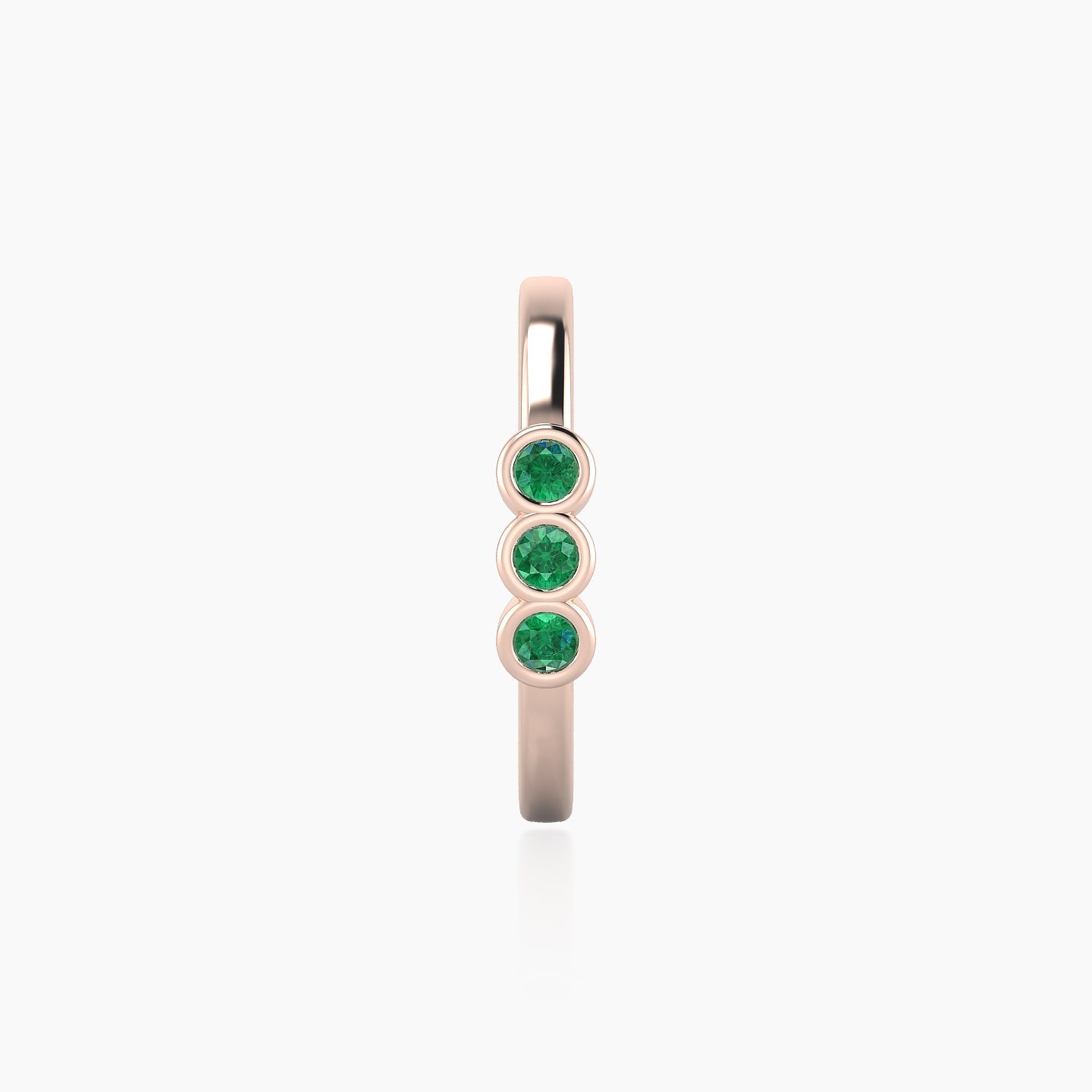 Leto | 18k Rose Gold 11 mm Trilogy Emerald Hoop Piercing