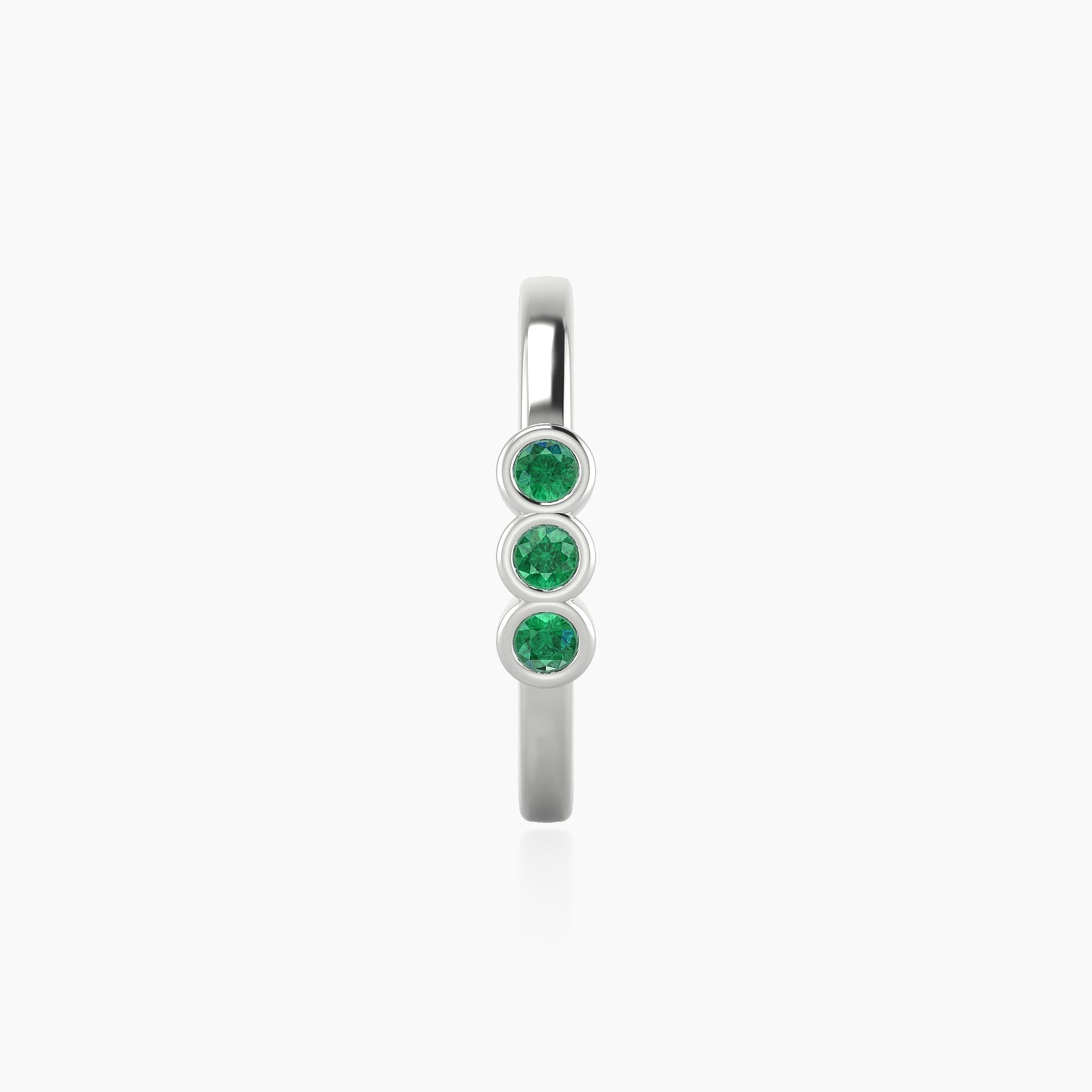 Leto | 18k White Gold 11 mm Trilogy Emerald Hoop Piercing