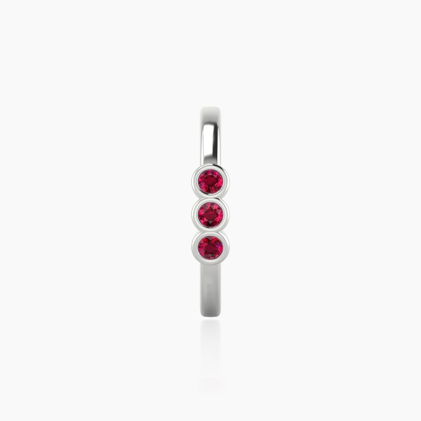 Leto | 18k White Gold 11 mm Trilogy Ruby Hoop Piercing