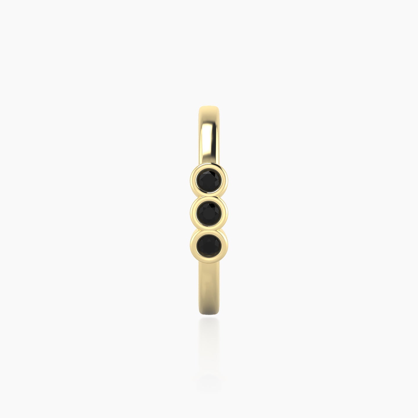 Leto | 18k Yellow Gold 11 mm Trilogy Black Diamond Hoop Piercing