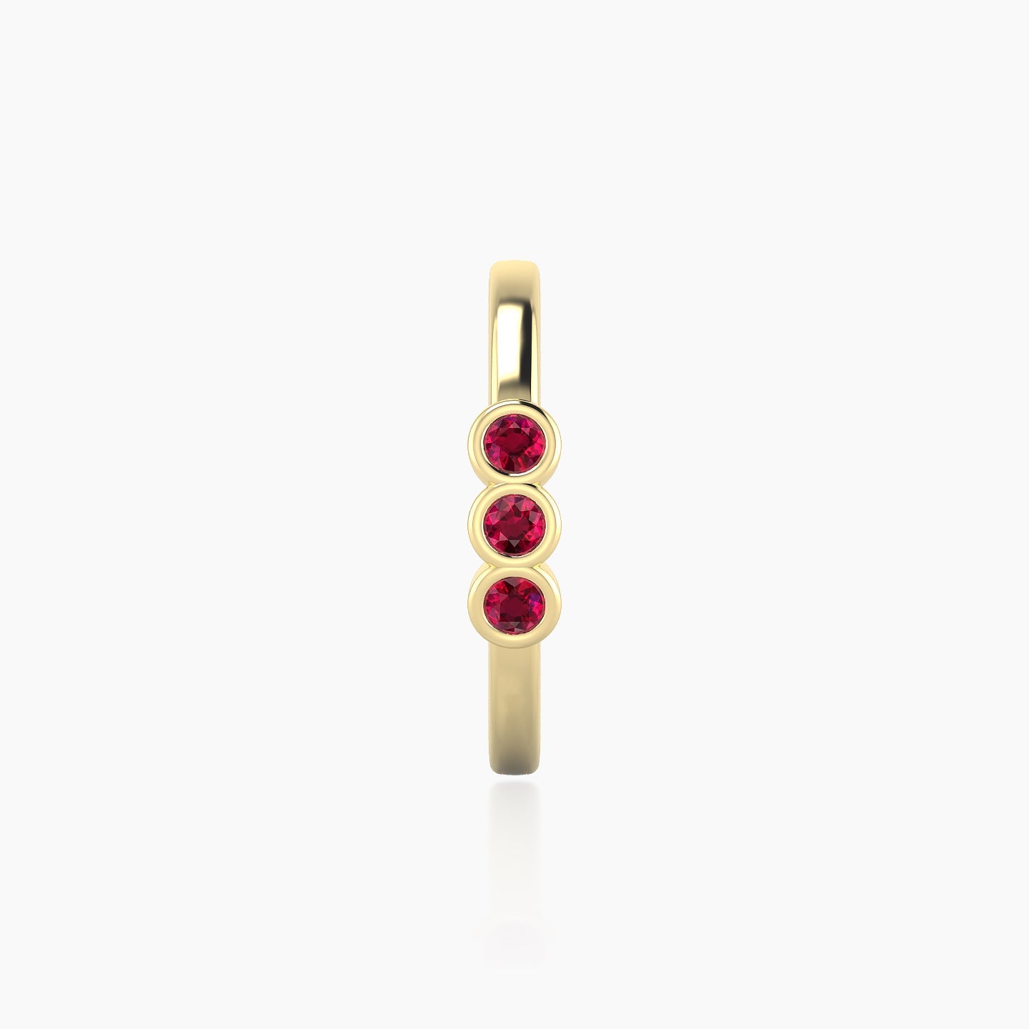 Leto | 18k Yellow Gold 11 mm Trilogy Ruby Hoop Piercing