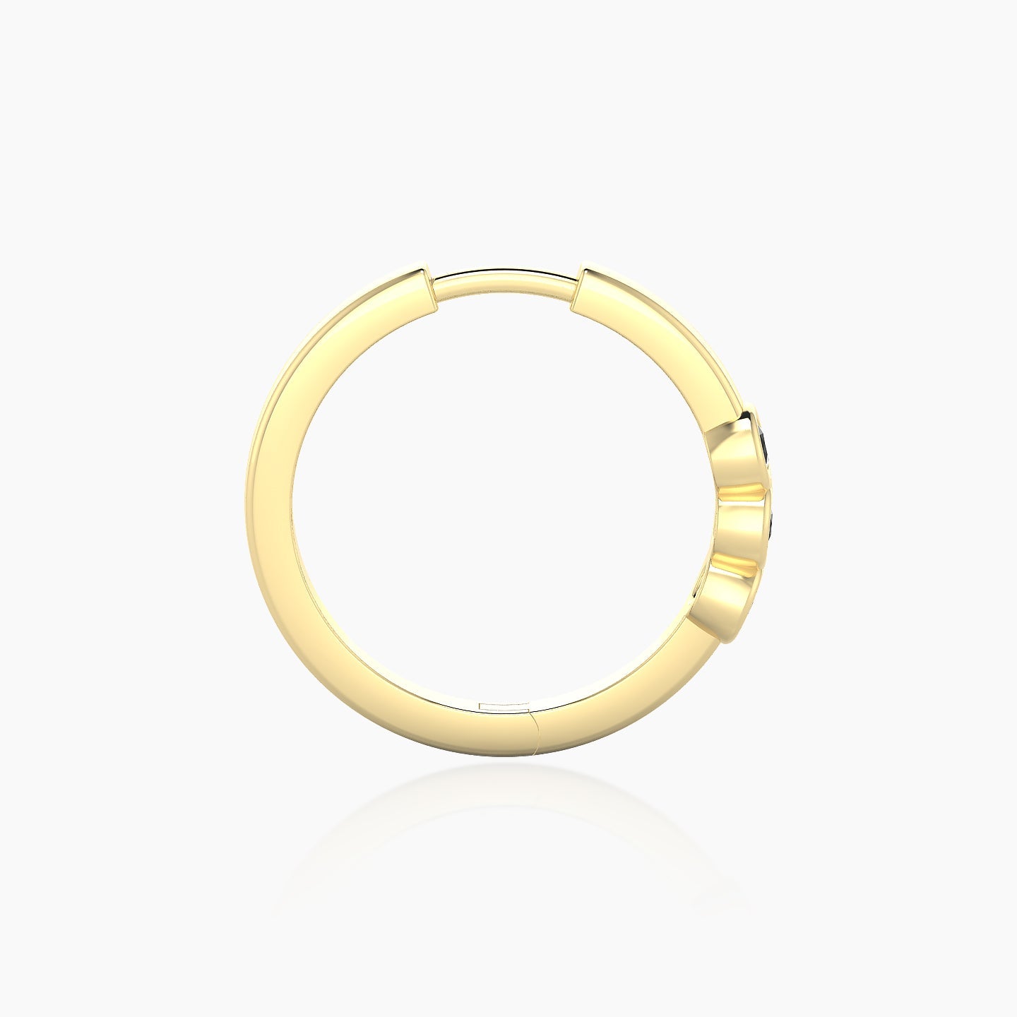 Leto | 18k Yellow Gold 11 mm Trilogy Black Diamond Hoop Piercing