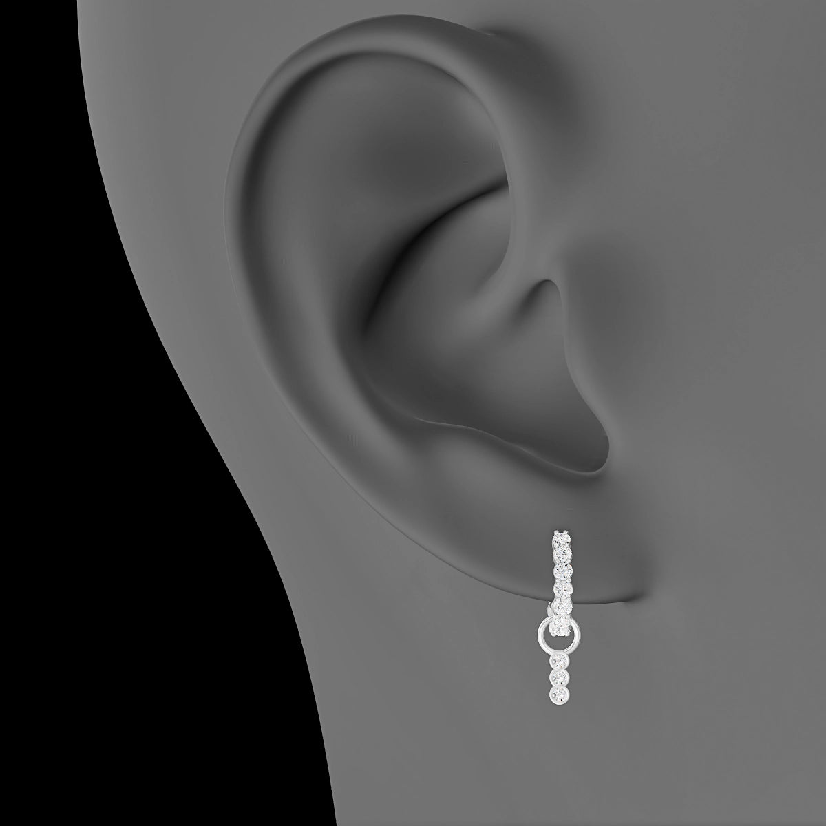 Leto | 18k White Gold 5.5 mm Trilogy Diamond Charm