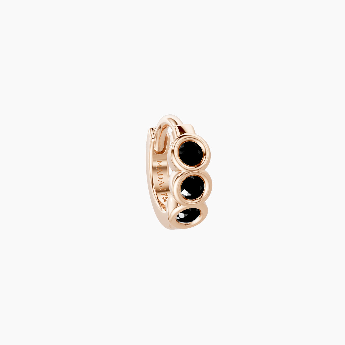 Leto | 18k Rose Gold 5 mm Trilogy Black Diamond Hoop Piercing