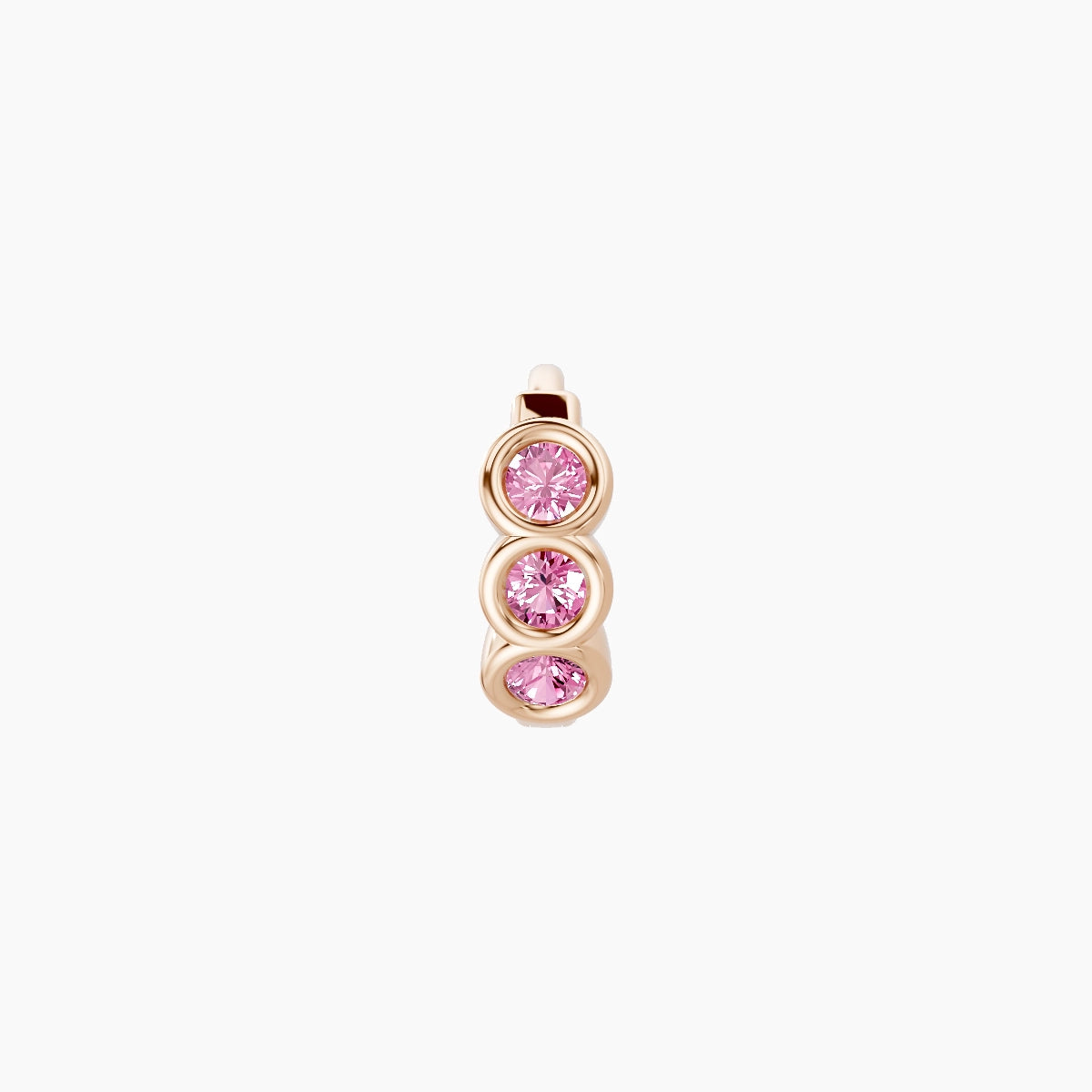 Leto | 18k Rose Gold 5 mm Trilogy Pink Sapphire Hoop Piercing