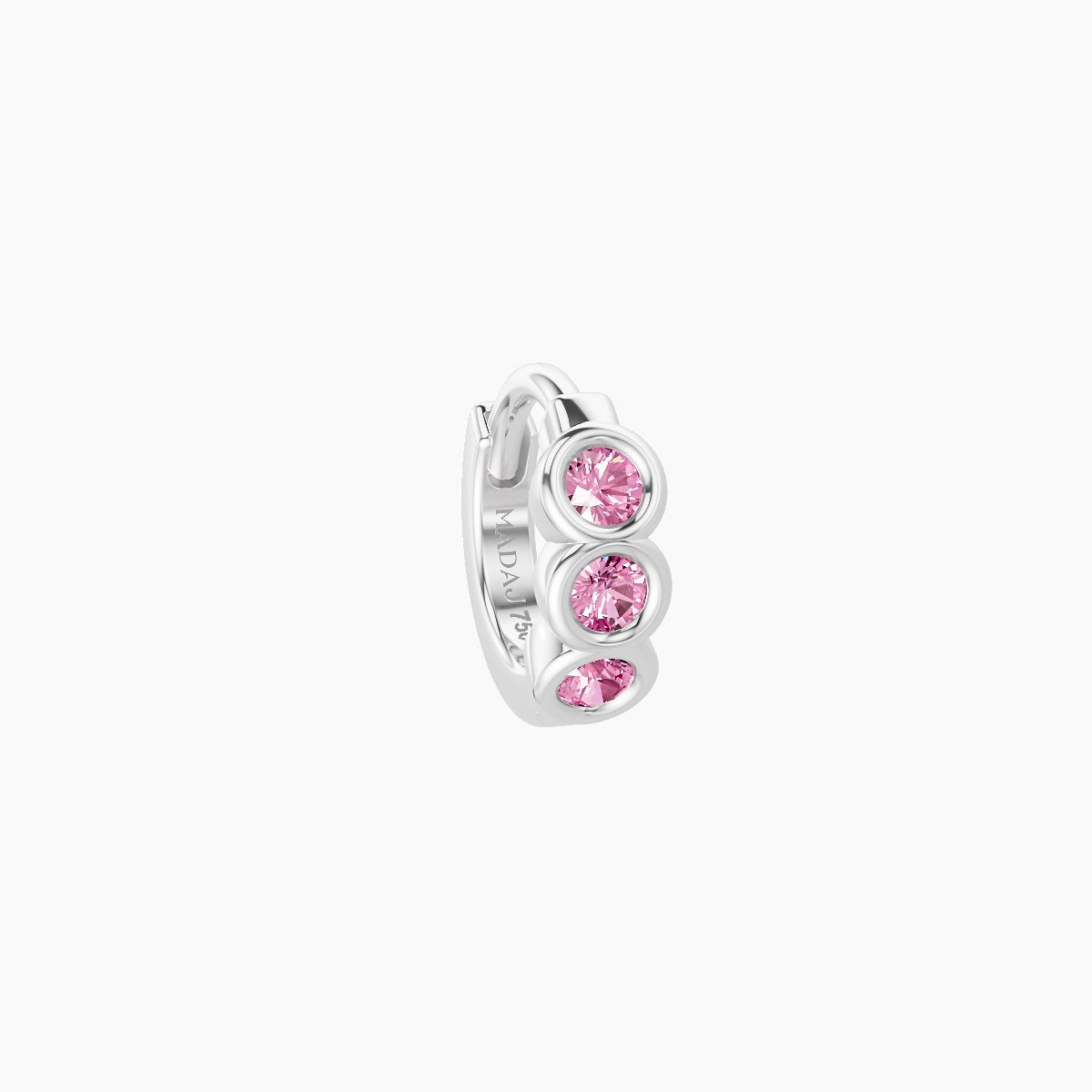 Leto | 18k White Gold 5 mm Trilogy Pink Sapphire Hoop Piercing