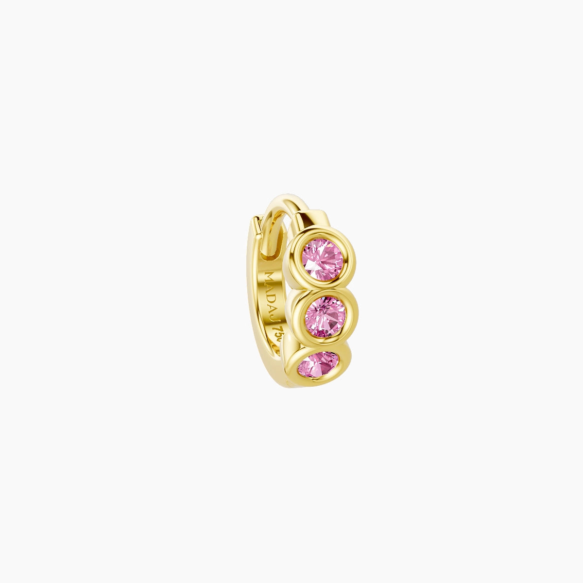 Leto | 18k Yellow Gold 5 mm Trilogy Pink Sapphire Hoop Piercing