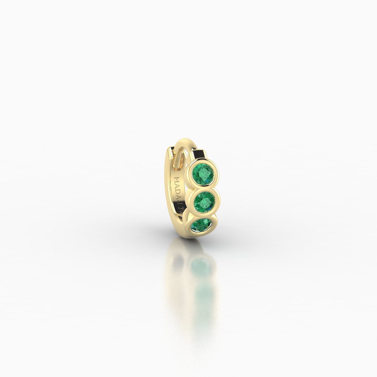 Leto | 18k Yellow Gold 5 mm Trilogy Emerald Hoop Piercing