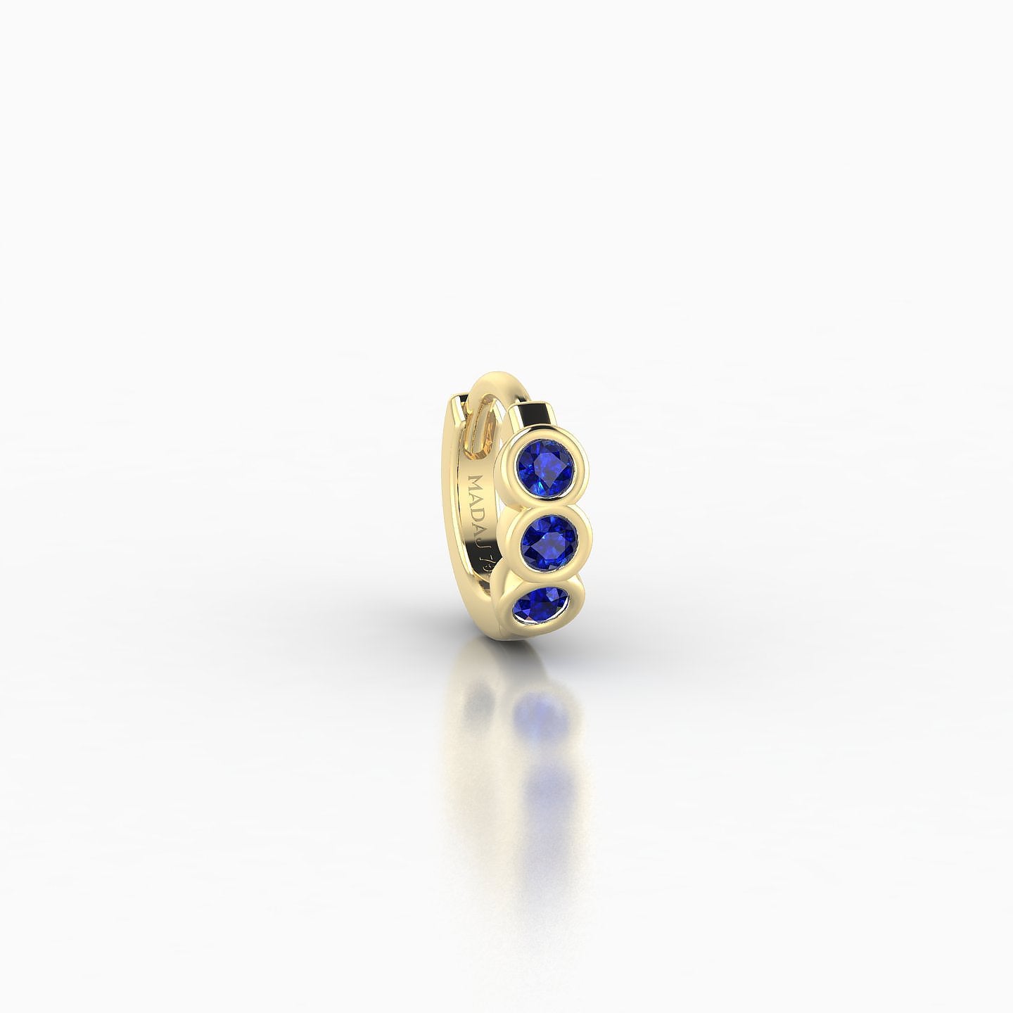 Leto | 18k Yellow Gold 5 mm Trilogy Sapphire Hoop Piercing