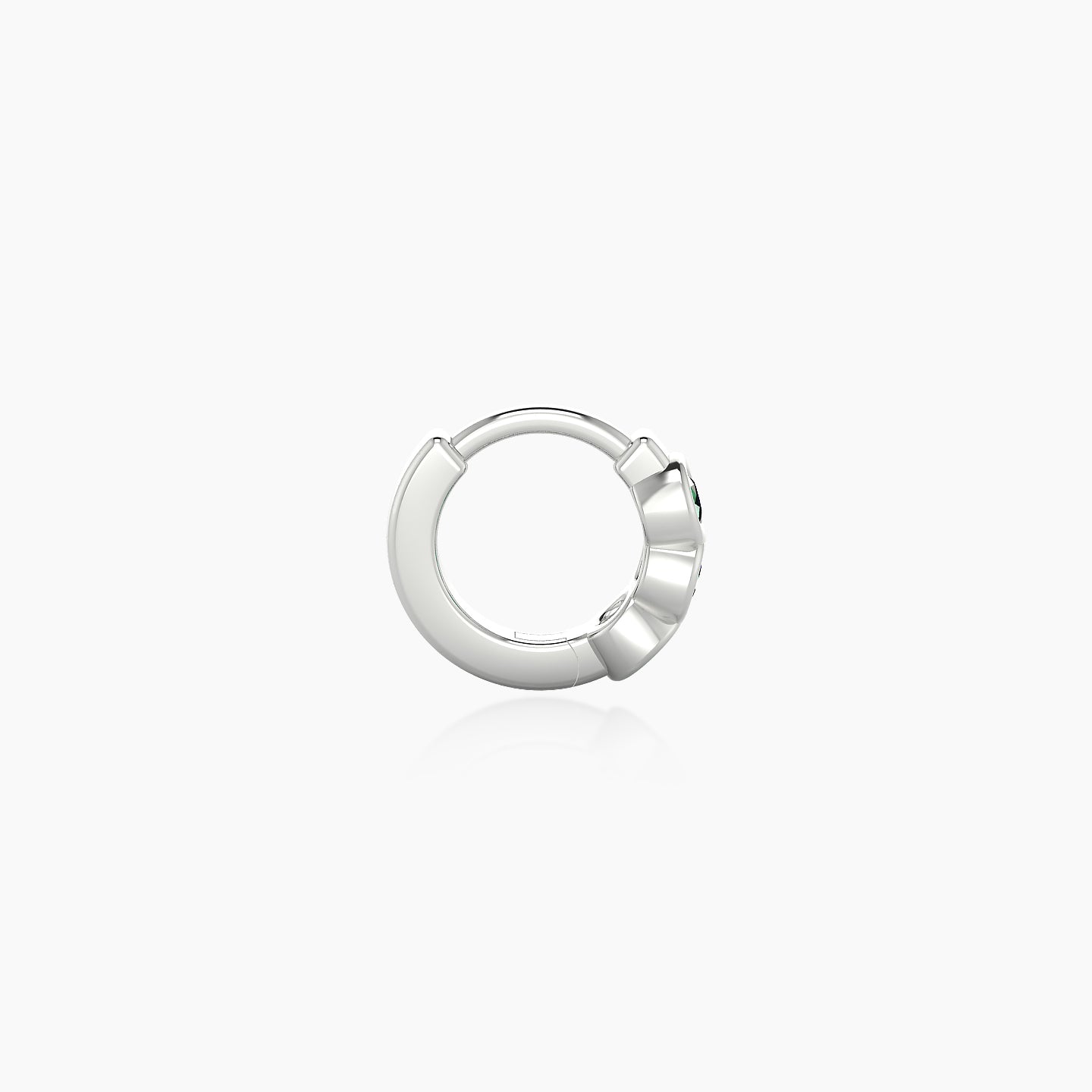 Leto | 18k White Gold 5 mm Trilogy Emerald Hoop Piercing