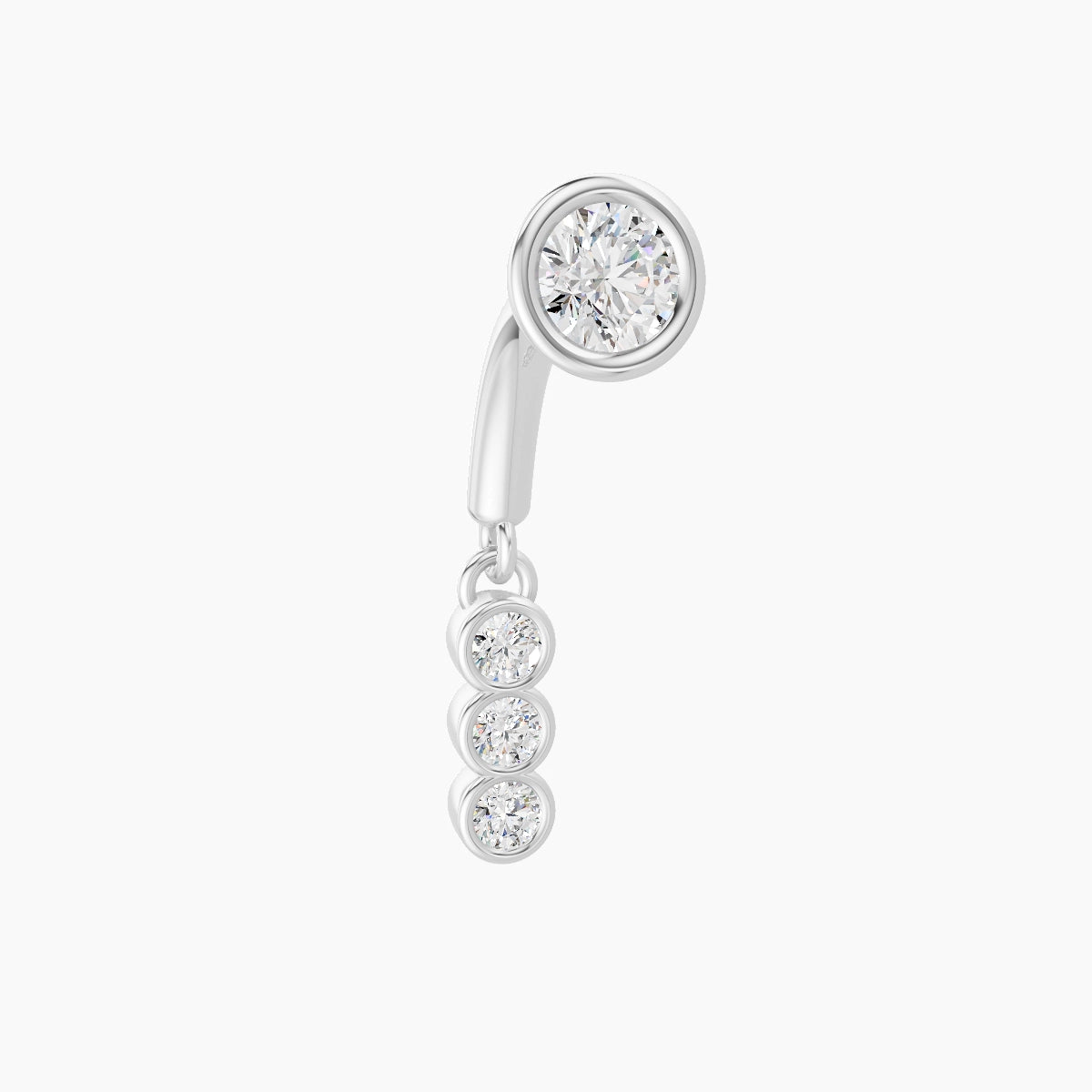 Leto | Piercing Rook Trilogie Diamant Or Blanc 18k Hypoallergénique 6 mm