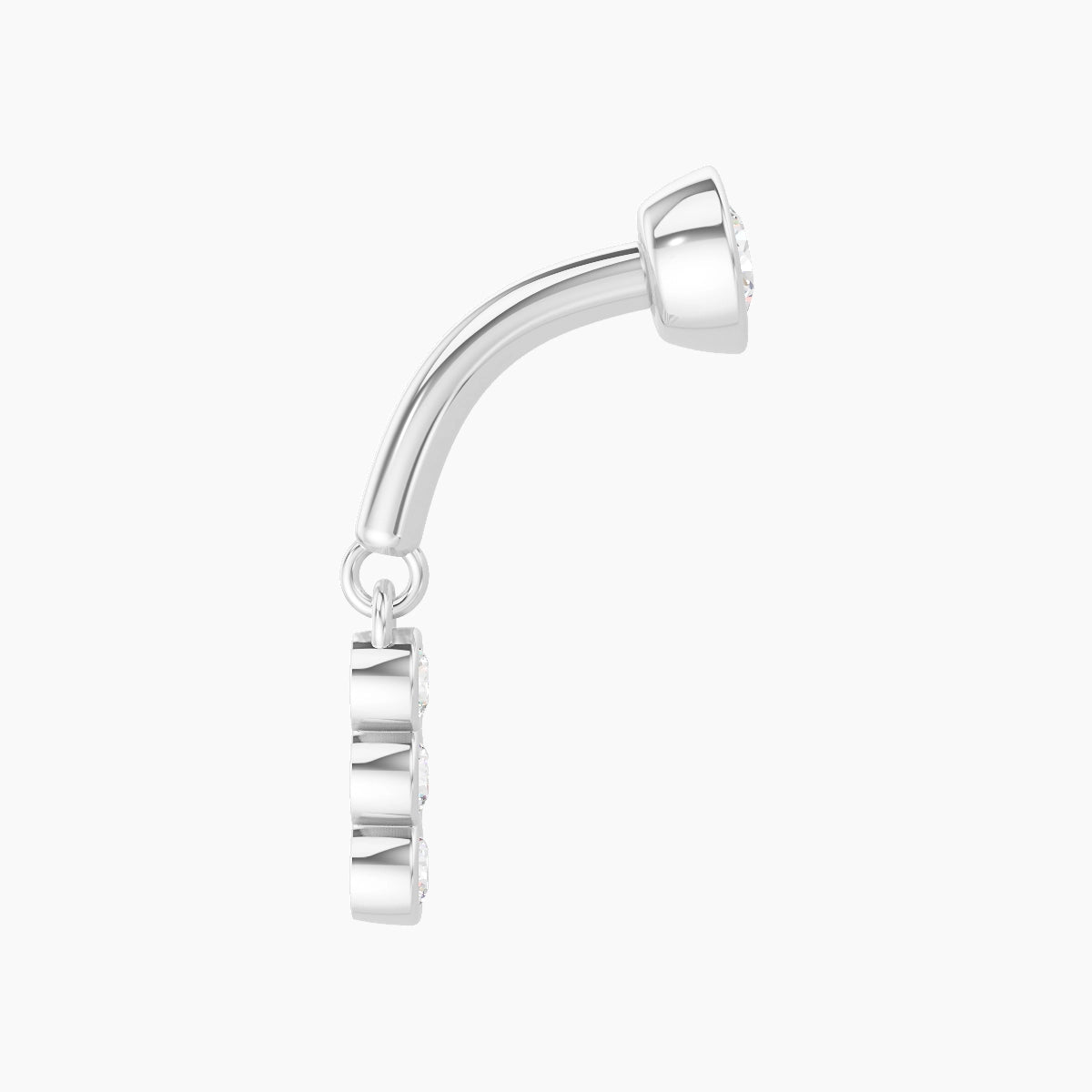 Leto | Piercing Rook Trilogie Diamant Or Blanc 18k Hypoallergénique 6 mm