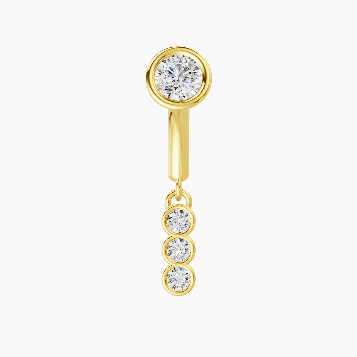 Leto | Piercing Rook Trilogie Diamant Or Jaune 18k Hypoallergénique 6 mm