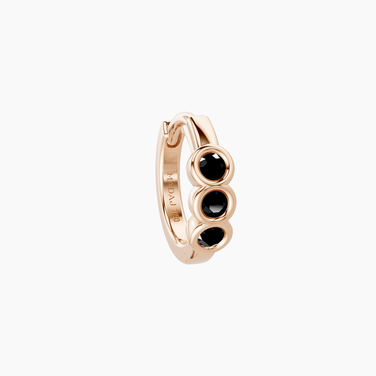 Leto | 18k Rose Gold 6.5 mm Trilogy Black Diamond Hoop Piercing