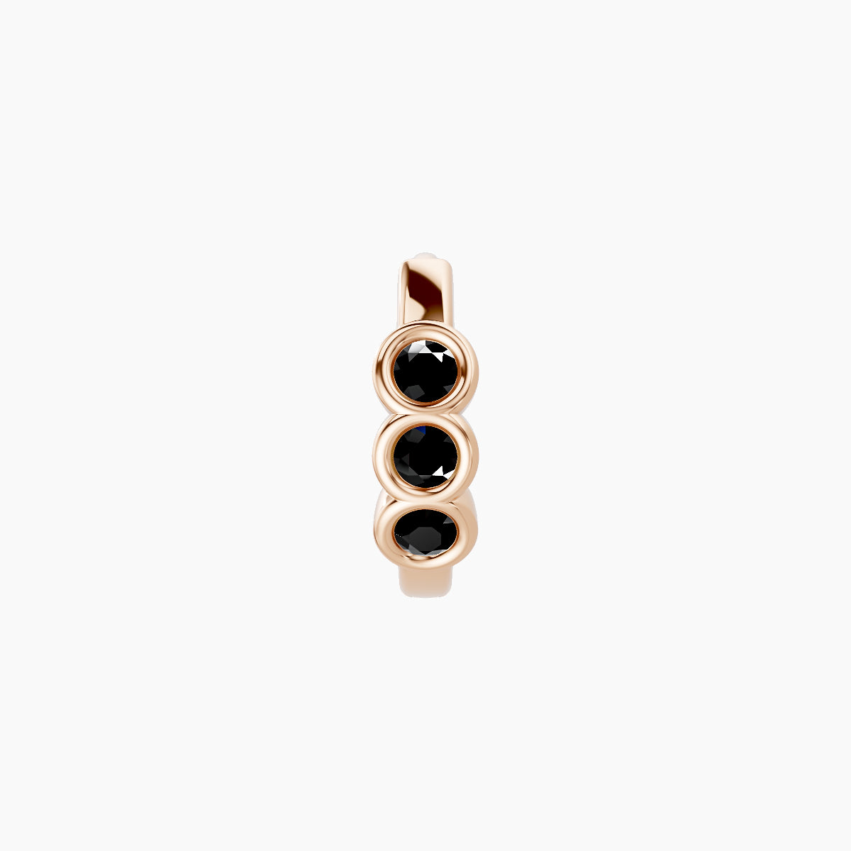 Leto | 18k Rose Gold 6.5 mm Trilogy Black Diamond Hoop Piercing