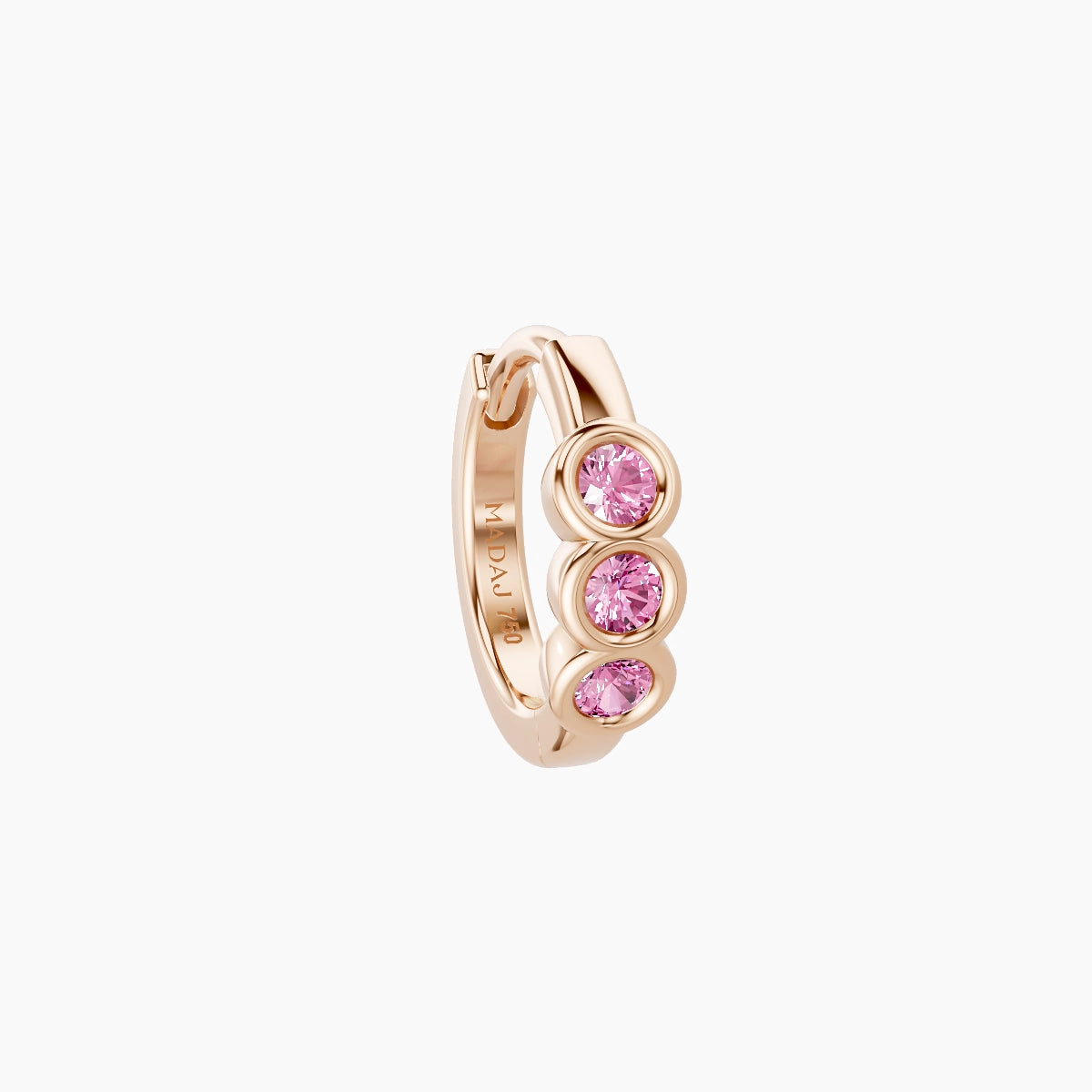Leto | 18k Rose Gold 6.5 mm Trilogy Pink Sapphire Hoop Piercing