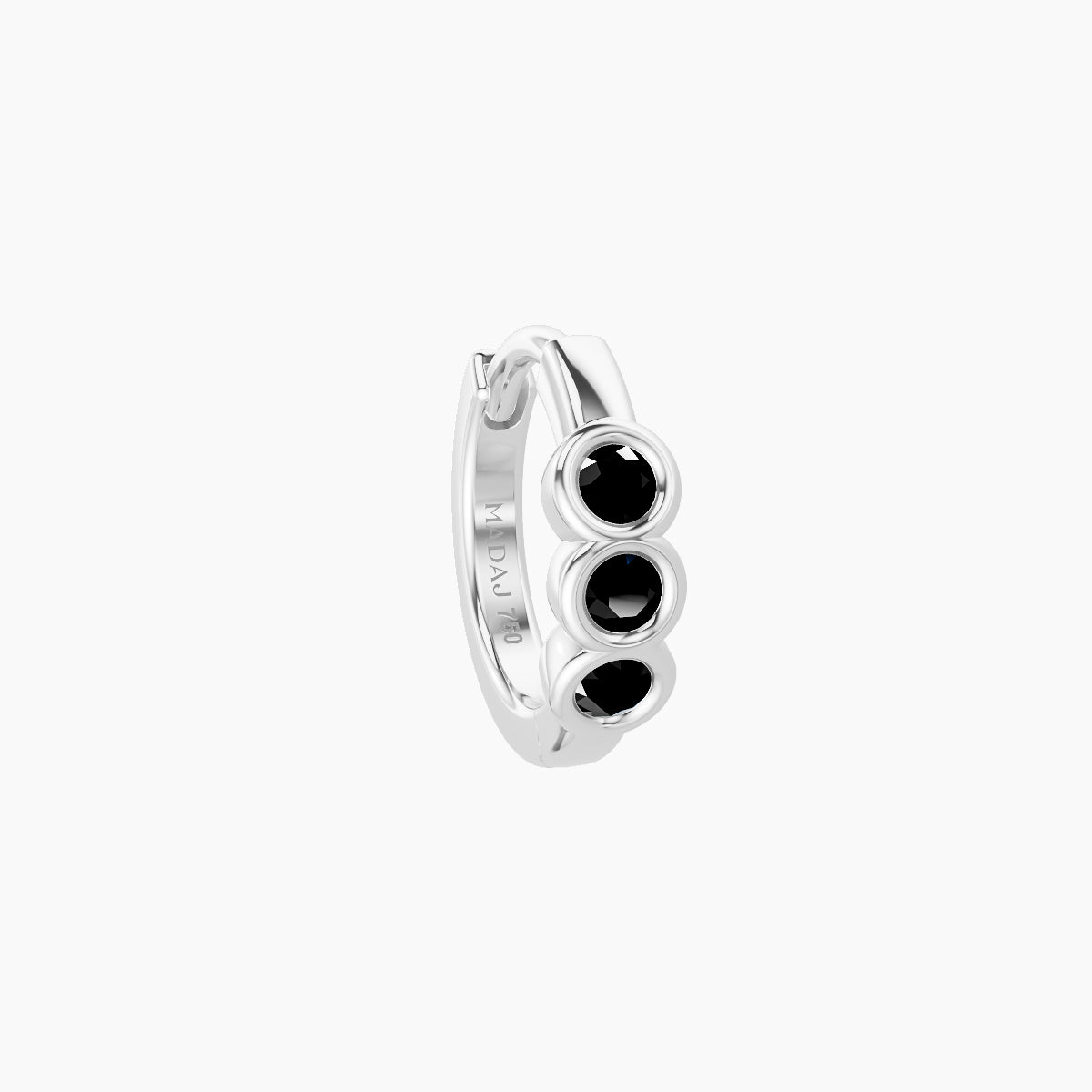 Leto | 18k White Gold 6.5 mm Trilogy Black Diamond Hoop Piercing