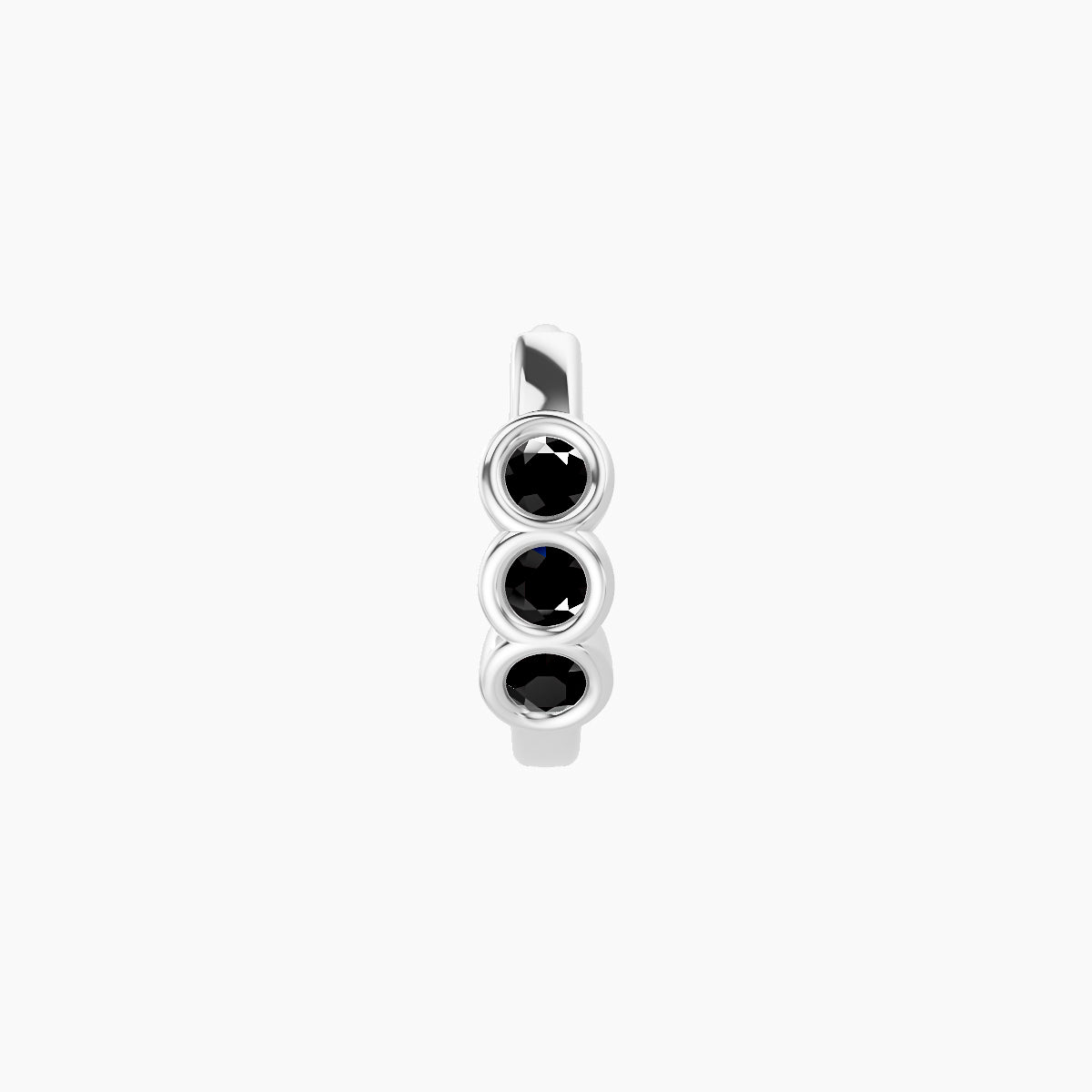 Leto | 18k White Gold 6.5 mm Trilogy Black Diamond Hoop Piercing