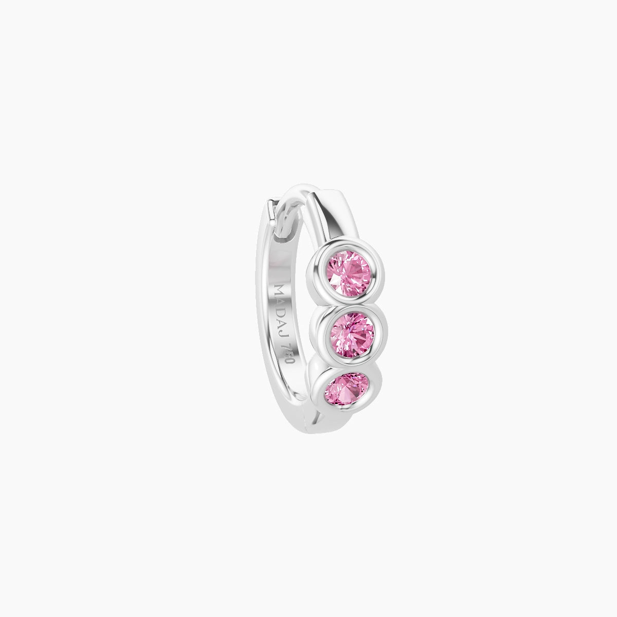 Leto | 18k White Gold 6.5 mm Trilogy Pink Sapphire Hoop Piercing