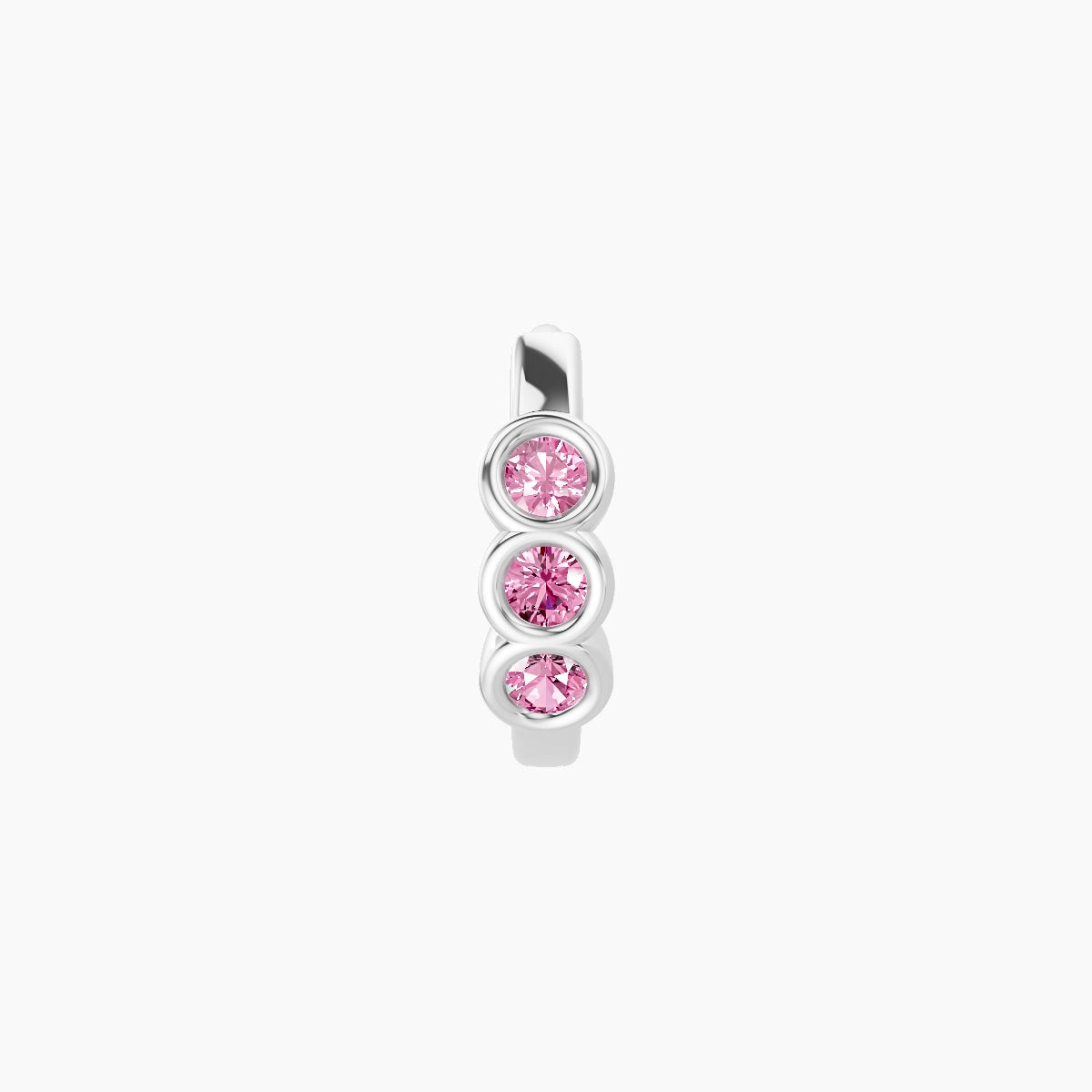 Leto | 18k White Gold 6.5 mm Trilogy Pink Sapphire Hoop Piercing