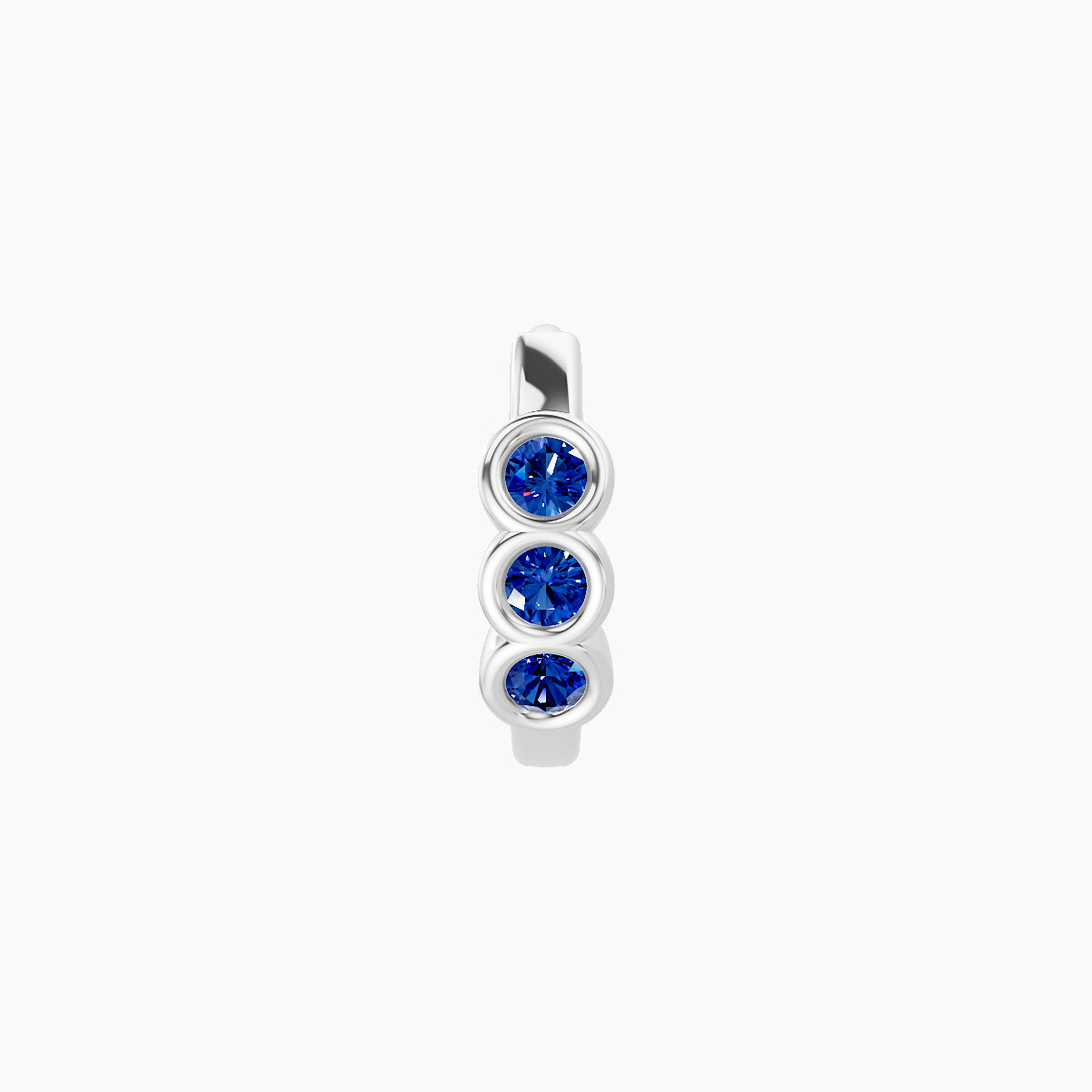 Leto | 18k White Gold 6.5 mm Trilogy Sapphire Hoop Piercing