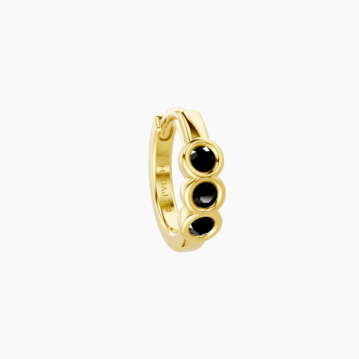 Leto | 18k Yellow Gold 6.5 mm Trilogy Black Diamond Hoop Piercing