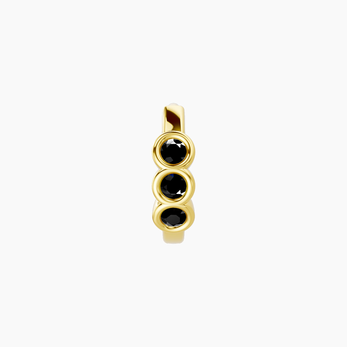 Leto | 18k Yellow Gold 6.5 mm Trilogy Black Diamond Hoop Piercing