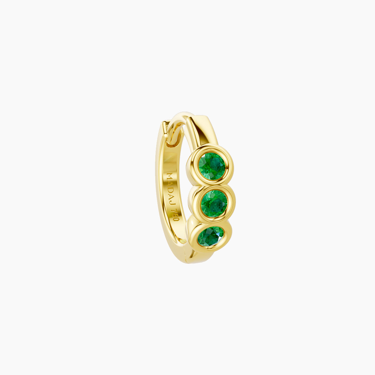 Leto | 18k Yellow Gold 6.5 mm Trilogy Emerald Hoop Piercing