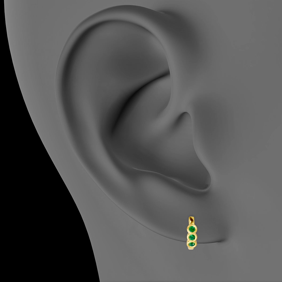 Leto | 18k Yellow Gold 6.5 mm Trilogy Emerald Hoop Piercing