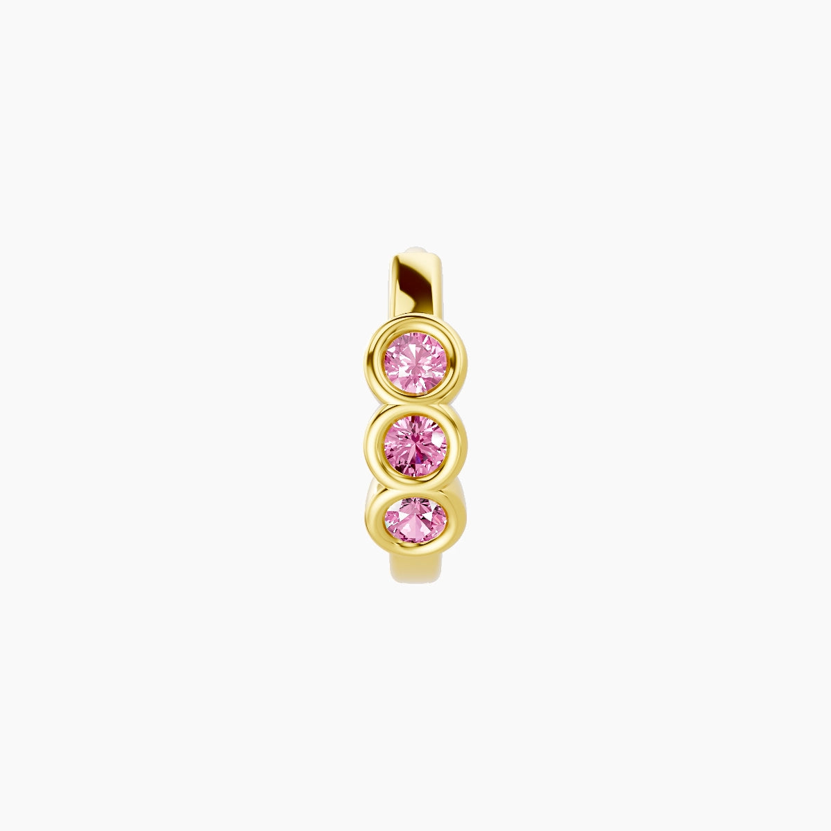 Leto | 18k Yellow Gold 6.5 mm Trilogy Pink Sapphire Hoop Piercing