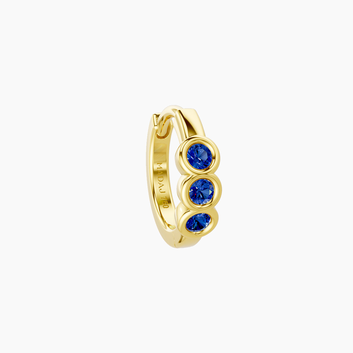 Leto | 18k Yellow Gold 6.5 mm Trilogy Sapphire Hoop Piercing