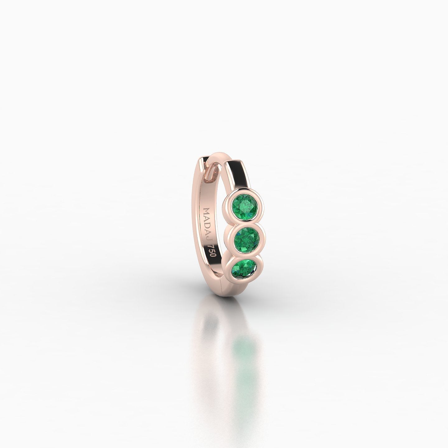 Leto | 18k Rose Gold 6.5 mm Trilogy Emerald Hoop Piercing