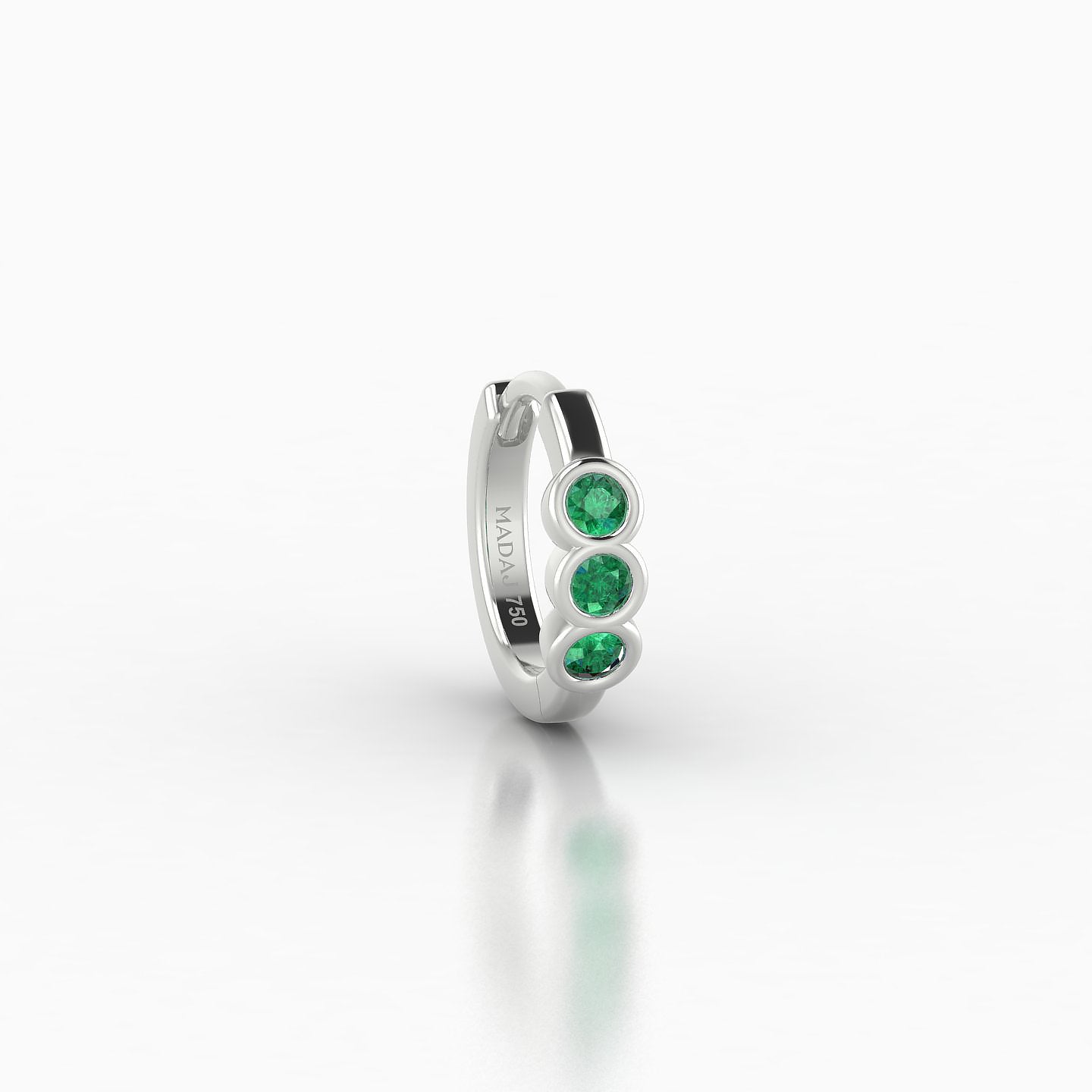 Leto | 18k White Gold 6.5 mm Trilogy Emerald Hoop Piercing