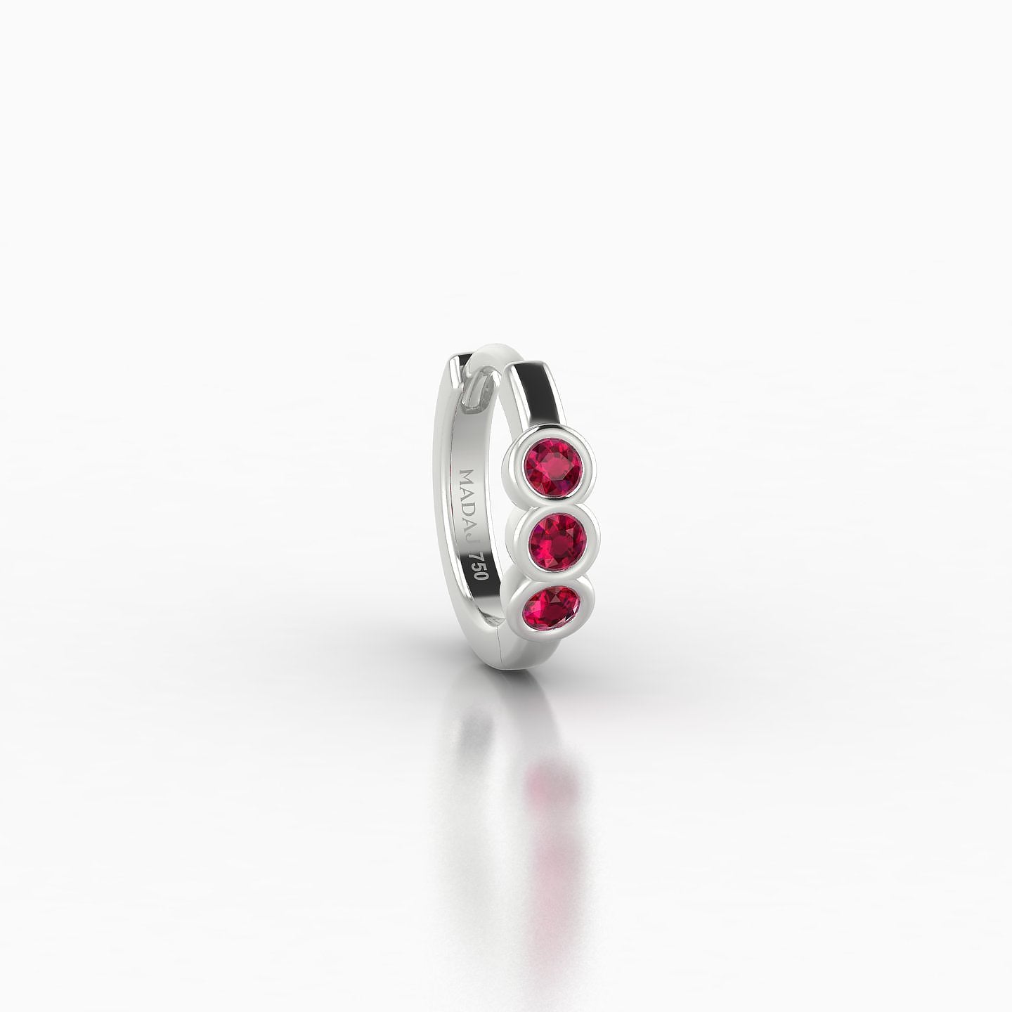 Leto | 18k White Gold 6.5 mm Trilogy Ruby Hoop Piercing