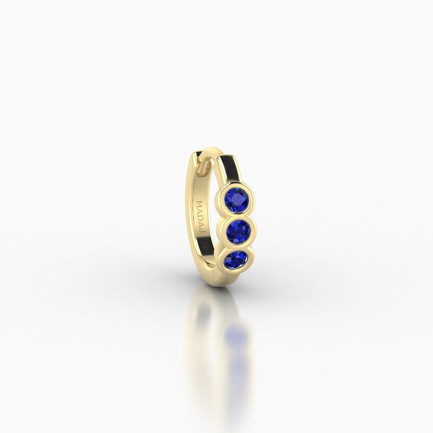 Leto | 18k Yellow Gold 6.5 mm Trilogy Sapphire Hoop Piercing