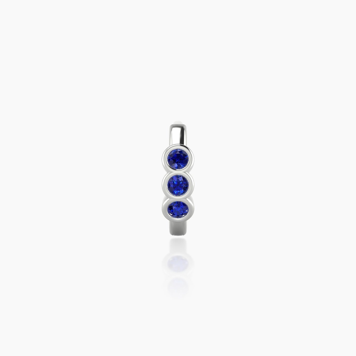 Leto | 18k White Gold 6.5 mm Trilogy Sapphire Hoop Piercing