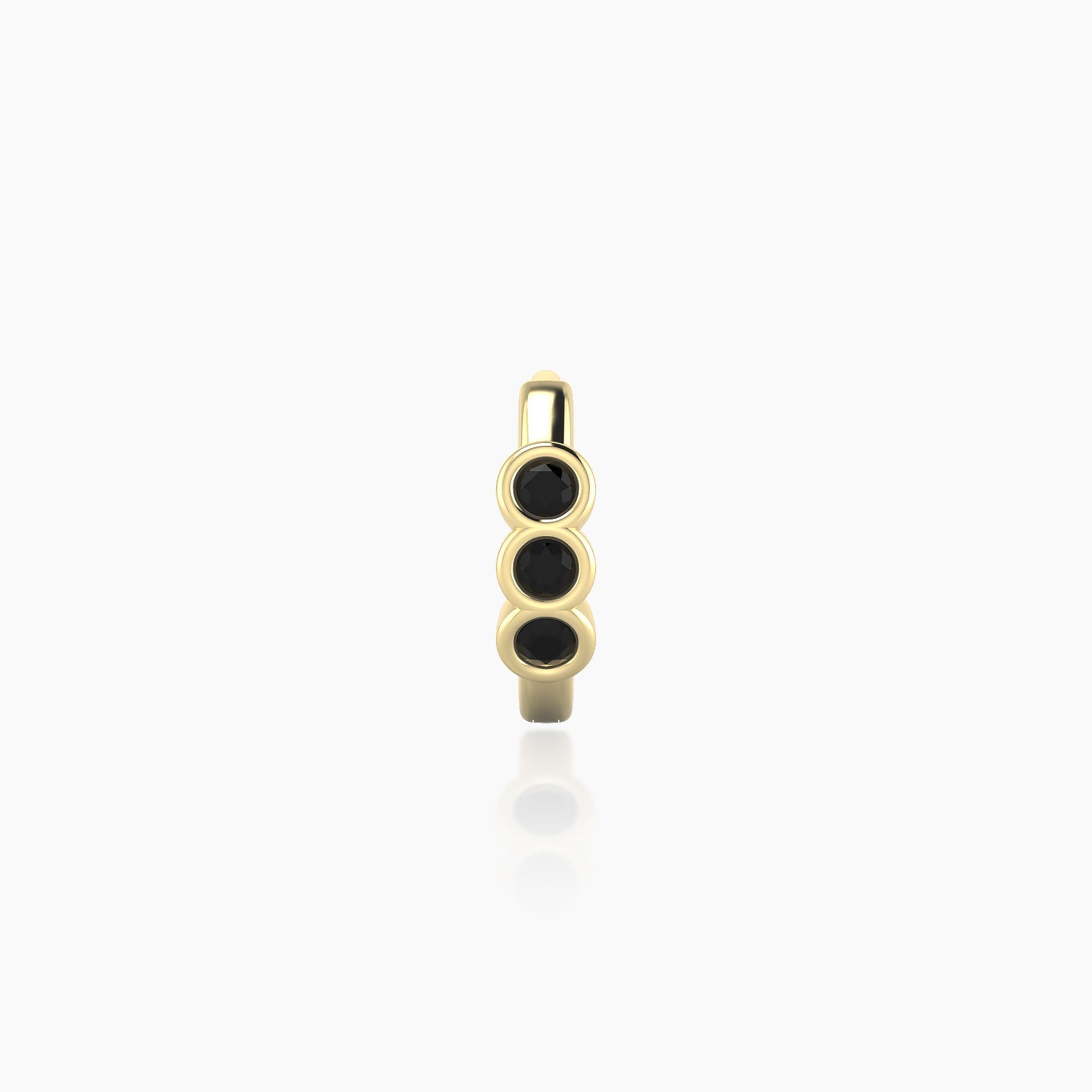 Leto | 18k Yellow Gold 6.5 mm Trilogy Black Diamond Hoop Piercing