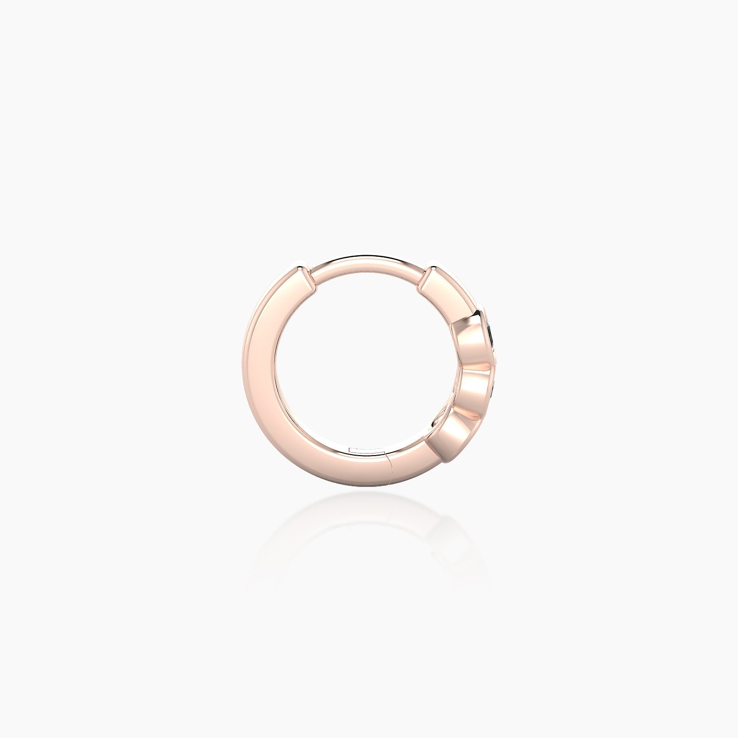 Leto | 18k Rose Gold 6.5 mm Trilogy Black Diamond Hoop Piercing