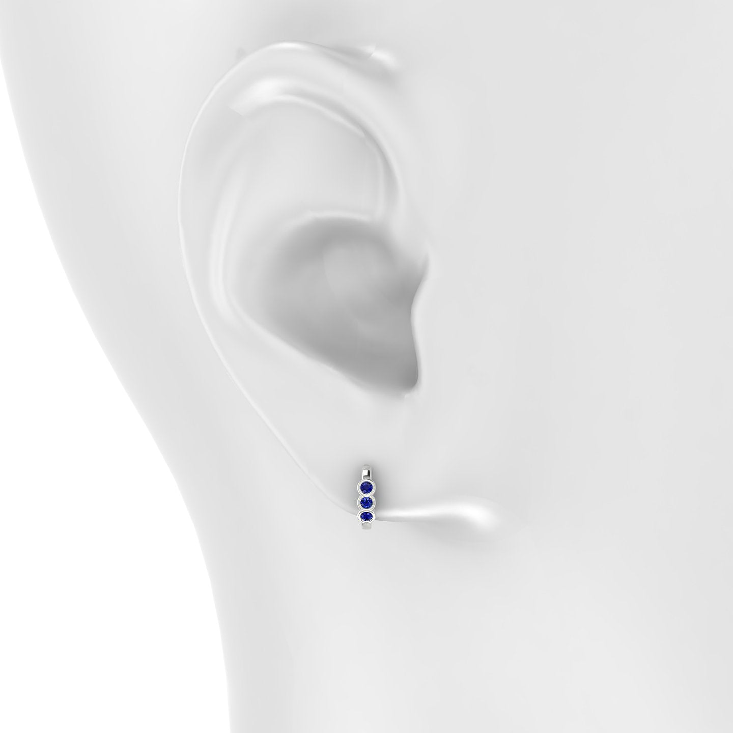 Leto | 18k White Gold 6.5 mm Trilogy Sapphire Hoop Piercing