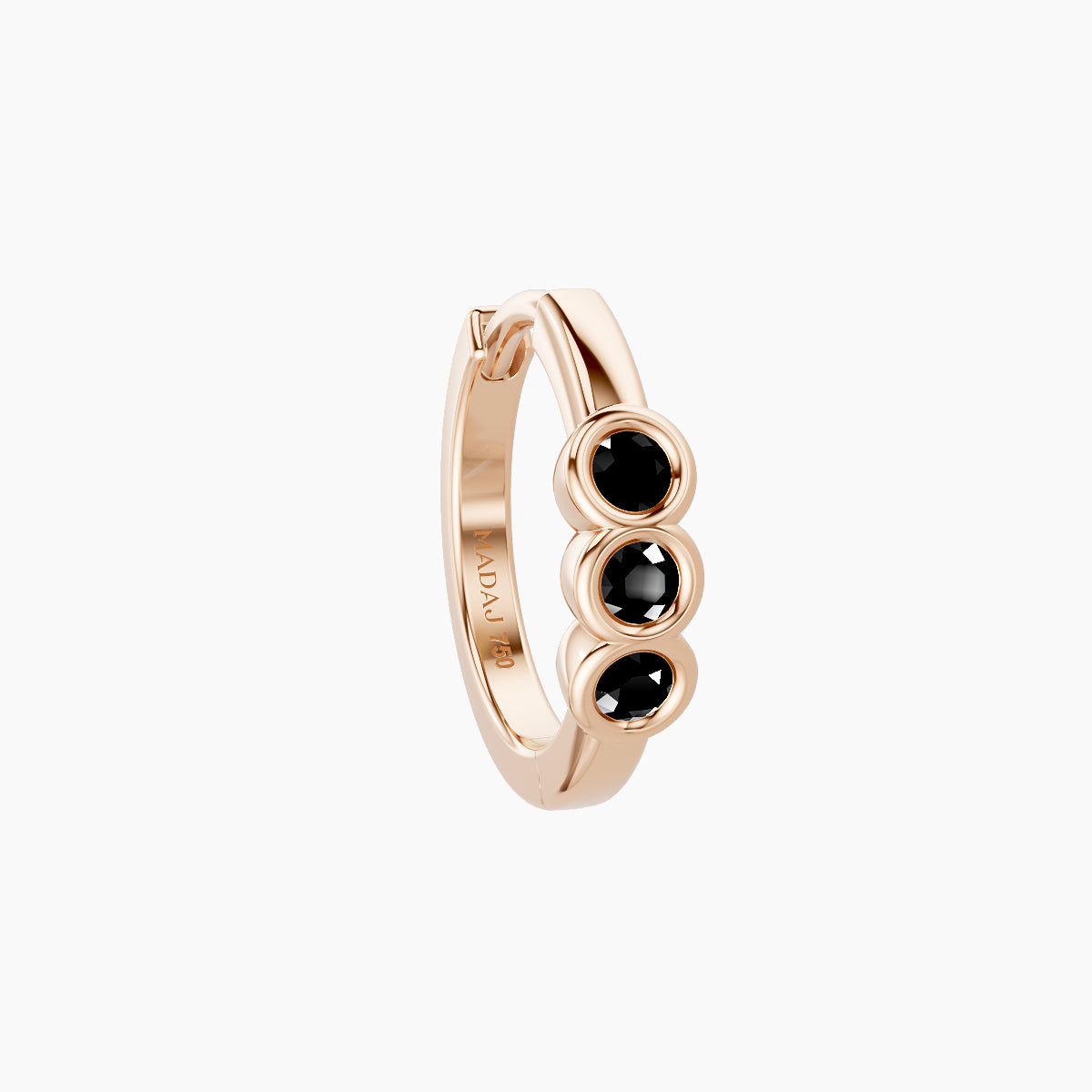 Leto | 18k Rose Gold 8 mm Trilogy Black Diamond Hoop Piercing