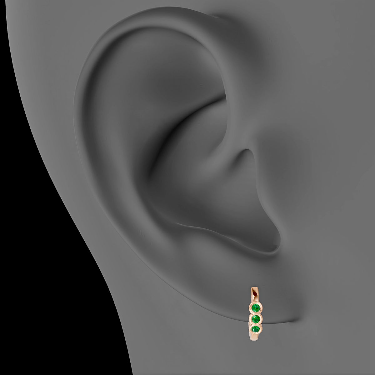 Leto | 18k Rose Gold 8 mm Trilogy Emerald Hoop Piercing