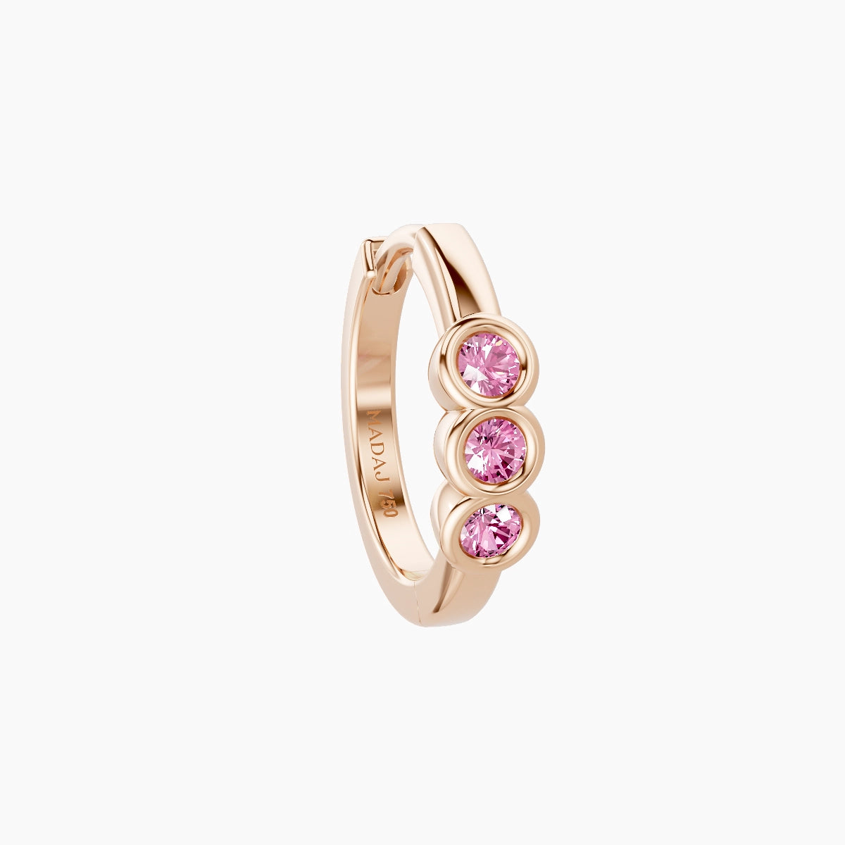 Leto | 18k Rose Gold 8 mm Trilogy Pink Sapphire Hoop Piercing