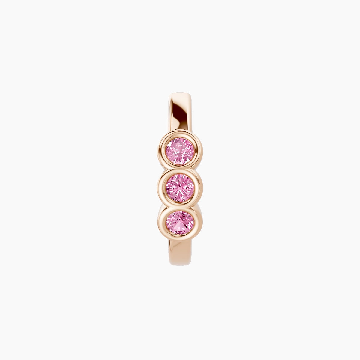 Leto | 18k Rose Gold 8 mm Trilogy Pink Sapphire Hoop Piercing