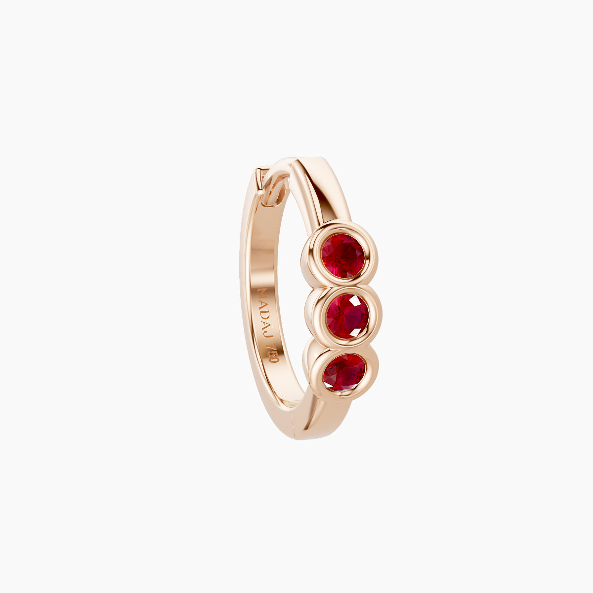 Leto | 18k Rose Gold 8 mm Trilogy Ruby Hoop Piercing