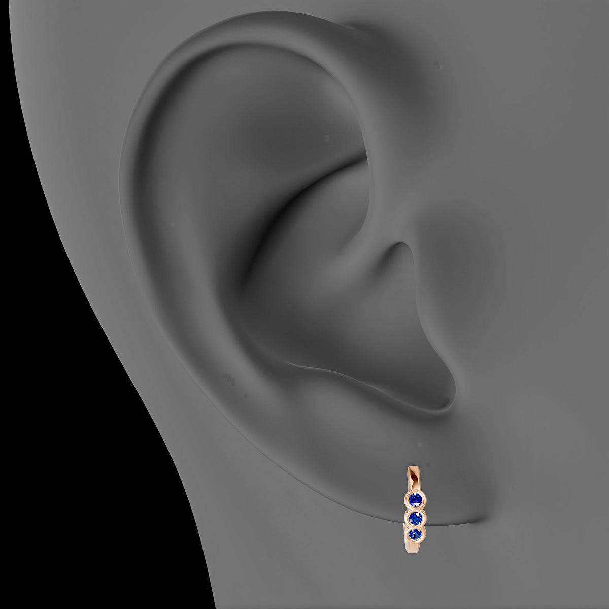 Leto | 18k Rose Gold 8 mm Trilogy Sapphire Hoop Piercing