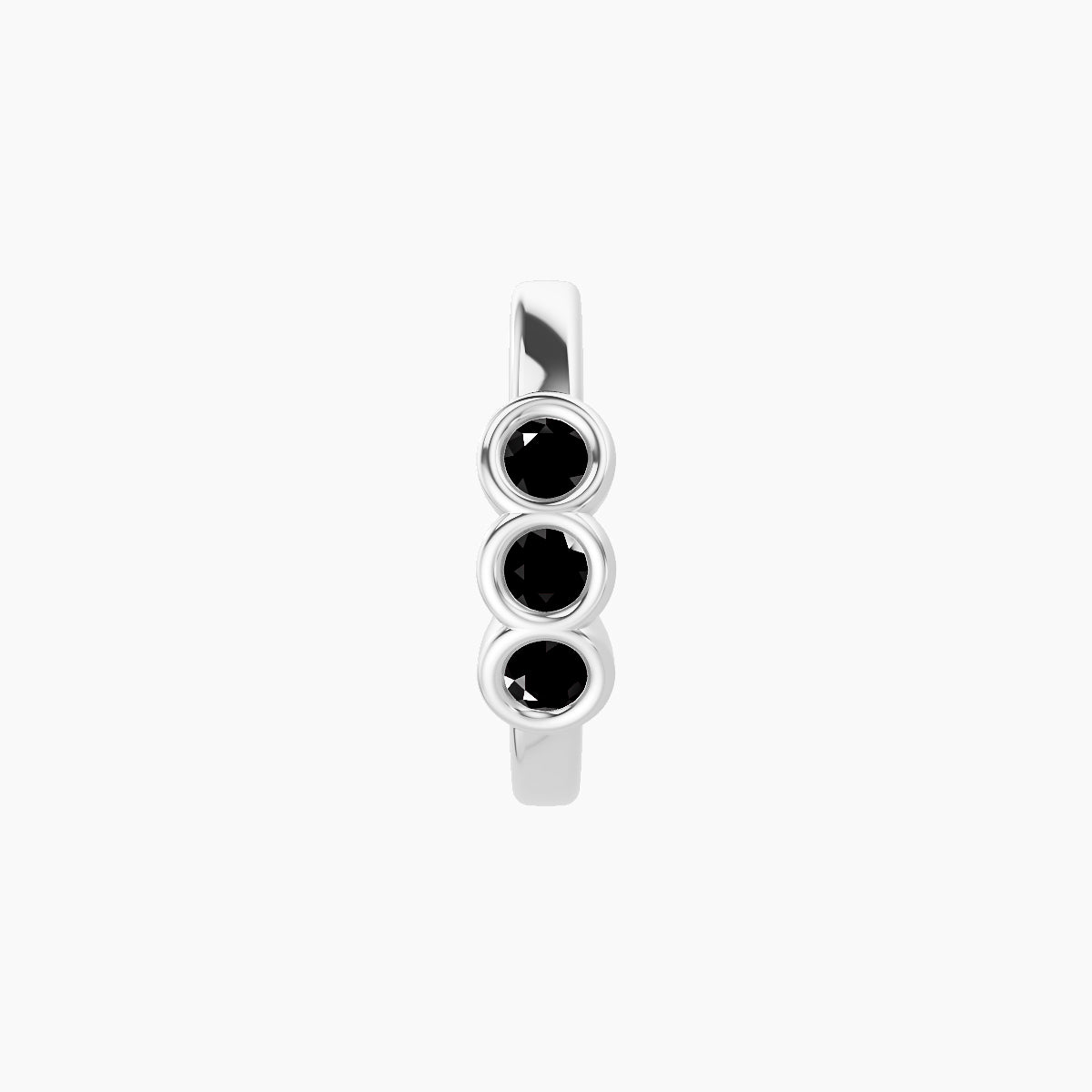 Leto | 18k White Gold 8 mm Trilogy Black Diamond Hoop Piercing